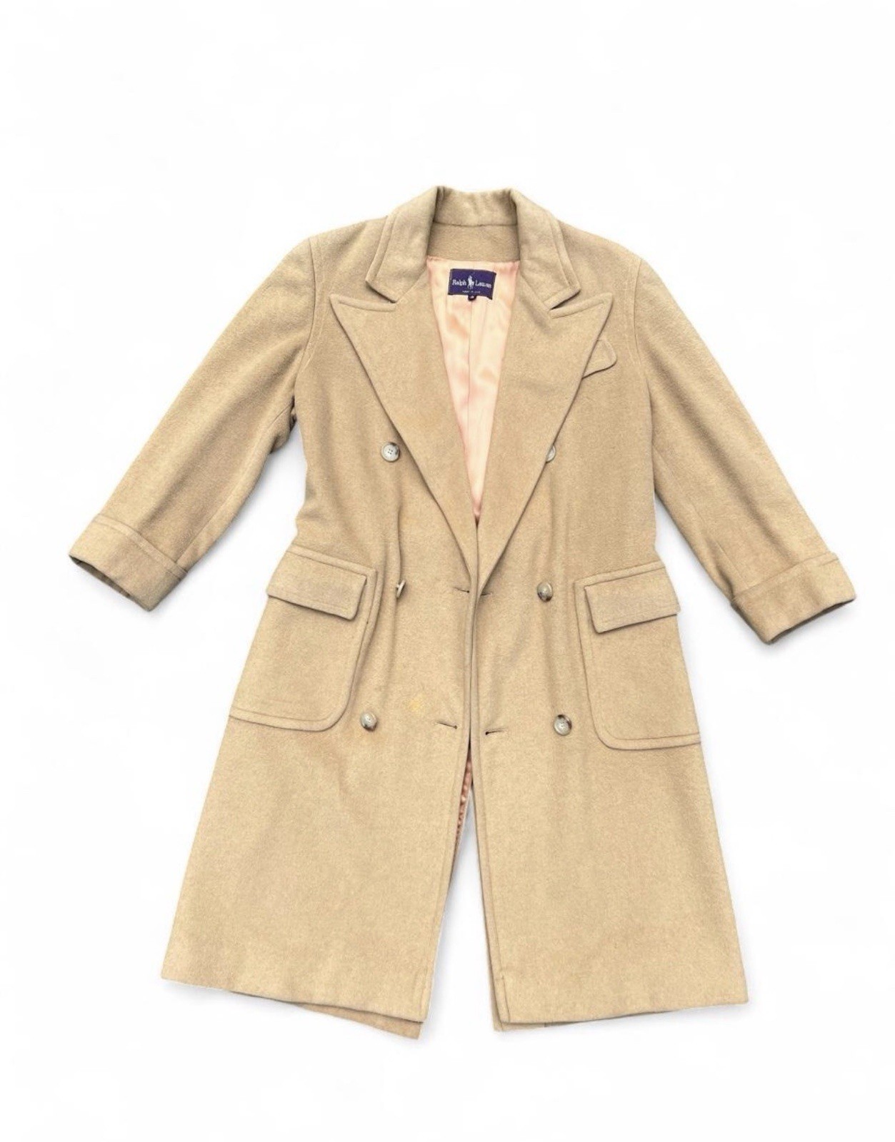 Ralph Lauren Purple Label Camel Hair Coat Women’s Double Breast 80s/90s Vintage