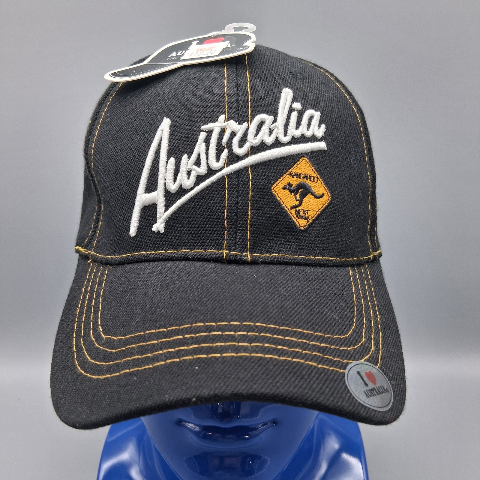 Australian Kangaroo Black Adjustable Snapback Baseball Hat Cap