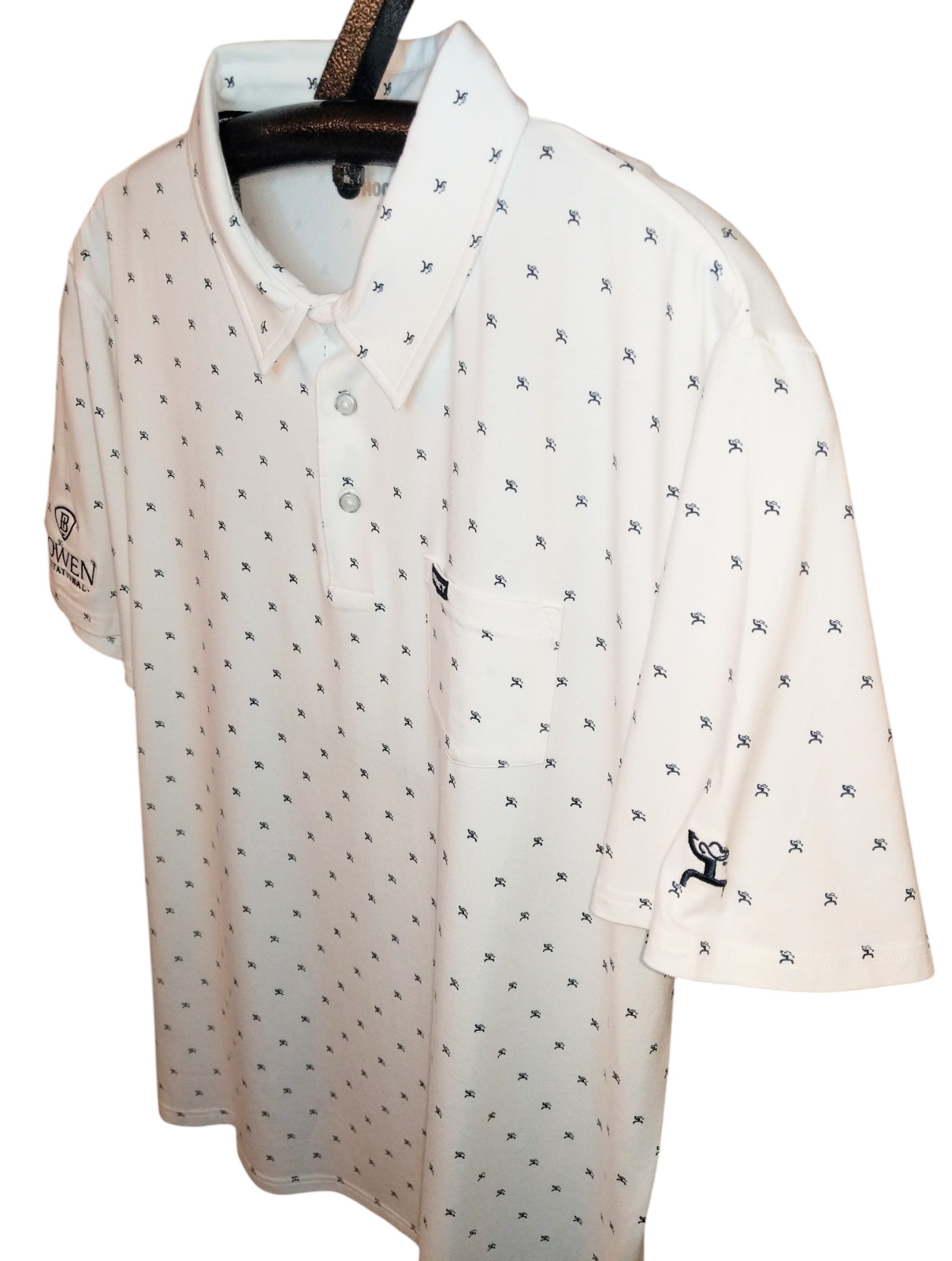 HOOEY Hot Shot Golf Polo Shirt Bowen Invitational Mens Sz XL White All Over Logo