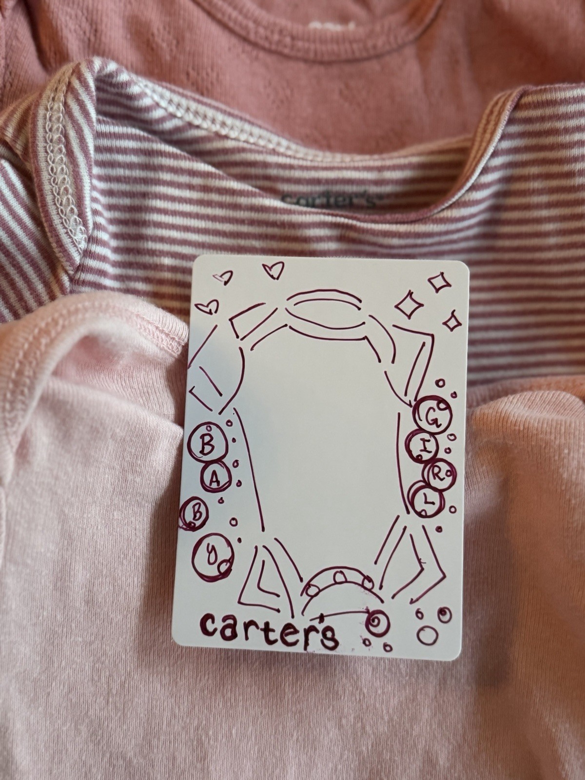 Carters 3 Month Baby Girl Pink And White Stripe Body Suit Hearts 3 Pack & AEOC