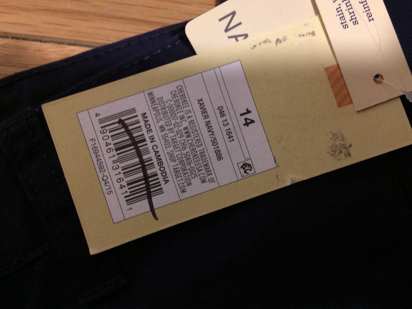 NWT Cherokee Ultimate Navy Khaki School Wear Pants Nanotex Fabric