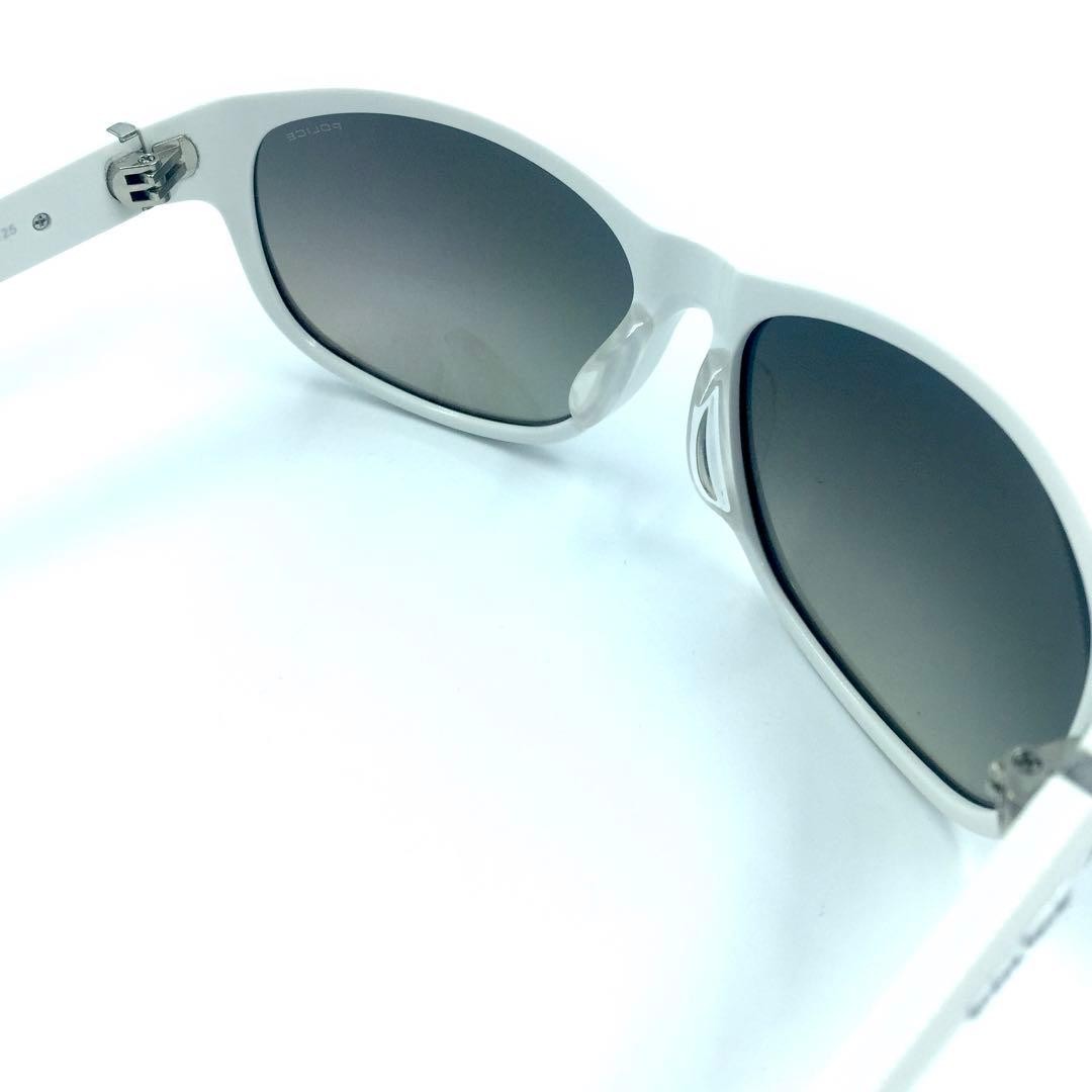 Police SPLC64J White Sunglasses Blue Mirror Lens Unisex Used