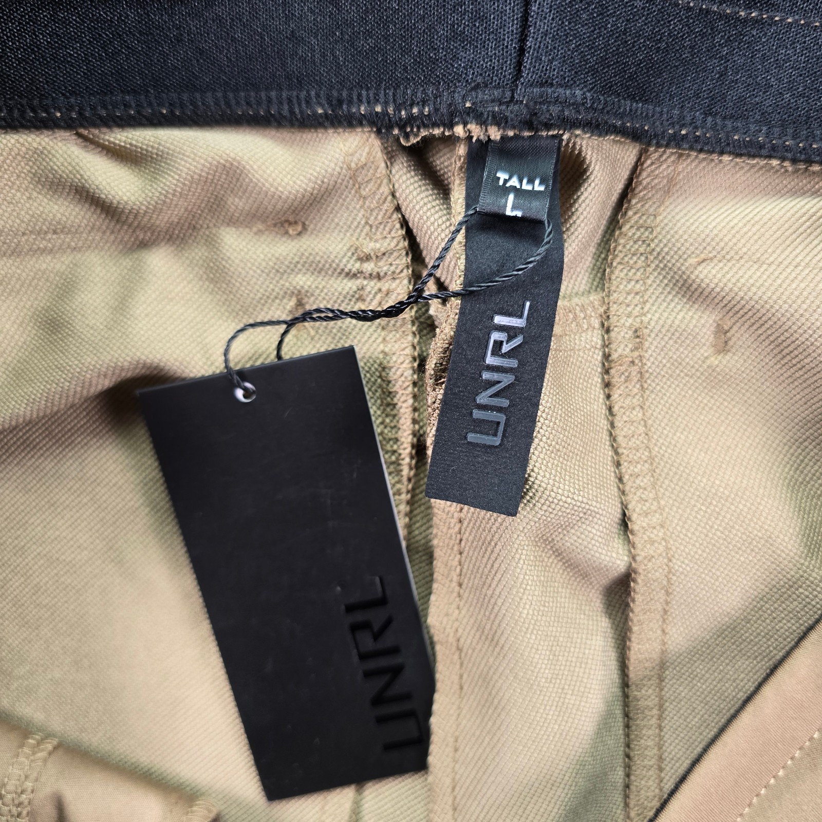 UNRL Apex Pants Mens Large Tall Desert Khaki Chino Performance Drawstring Gym