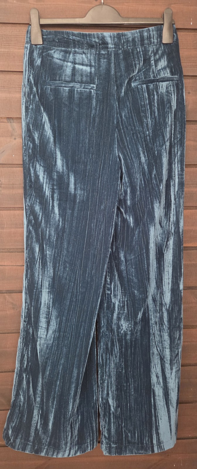 Medicine Everyday Therapy Teal Blue Crushed Velvet Wide Leg Trousers