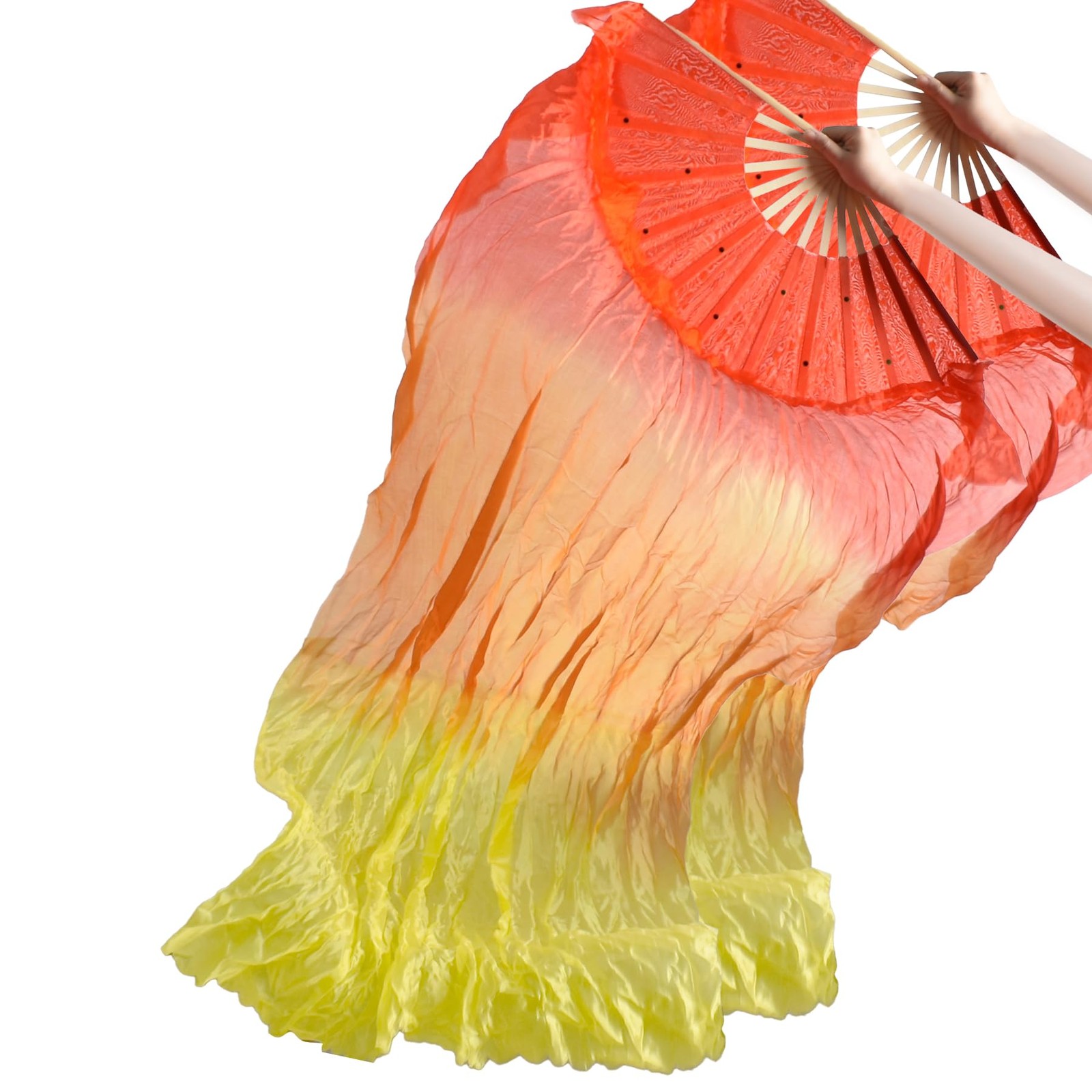 1 Pair Silk Belly Dance Fan 1.5 Meters Belly Dance Silk Veil Fans Artificial …