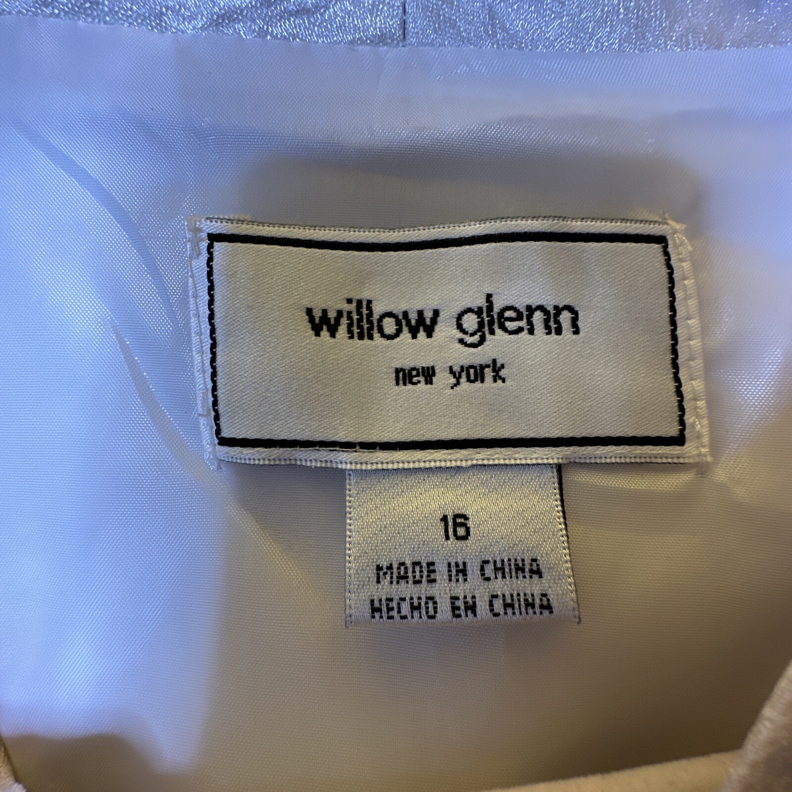 WILLOW GLENN Shimmer White Black Tiered Evening Dress & Jacket Size 16 RN 70643