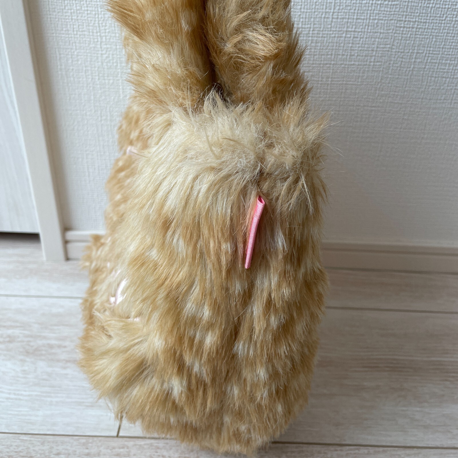 Barbie Faux Fur Hand Bag Iconic Embroidered Wallet Beige W11×H7×D4inch Movie