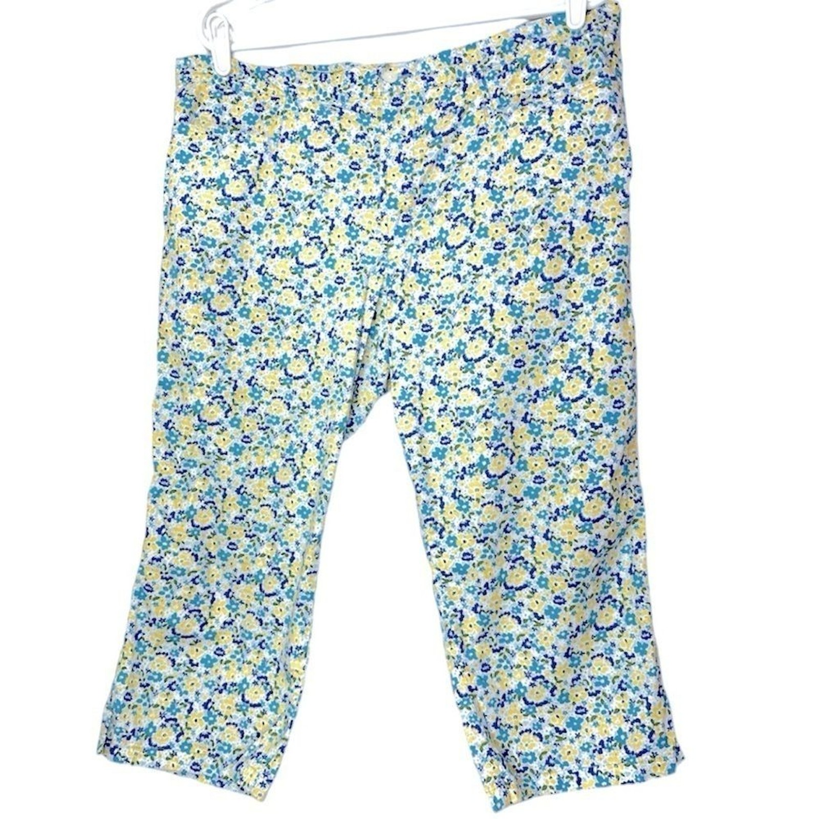 Abercrombie & Fitch Ditsy Floral Capri Pants Womens Size 14 Coastal Prep