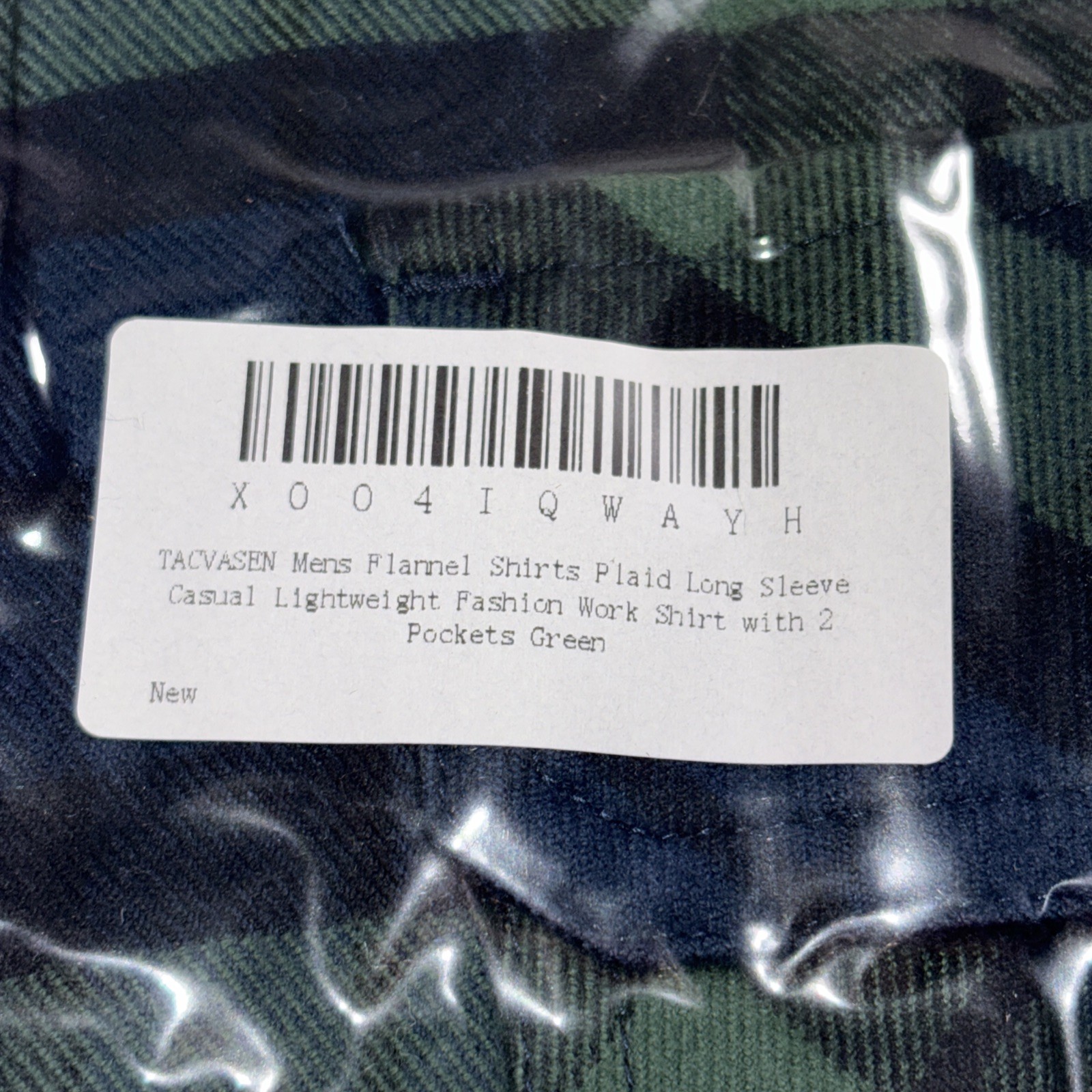 Tacvasen Men’s Long Sleeve Flannel Shirt Color: Green Plaid Size: M NEW!