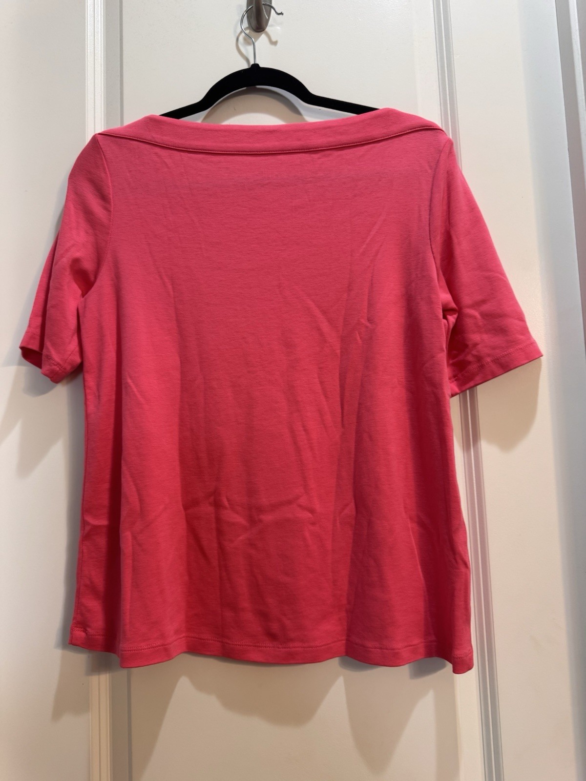 J. Jill Perfect Pima Hot Pink Short Sleeve Tee MP Boat Neck Armpit To Armpit 20”