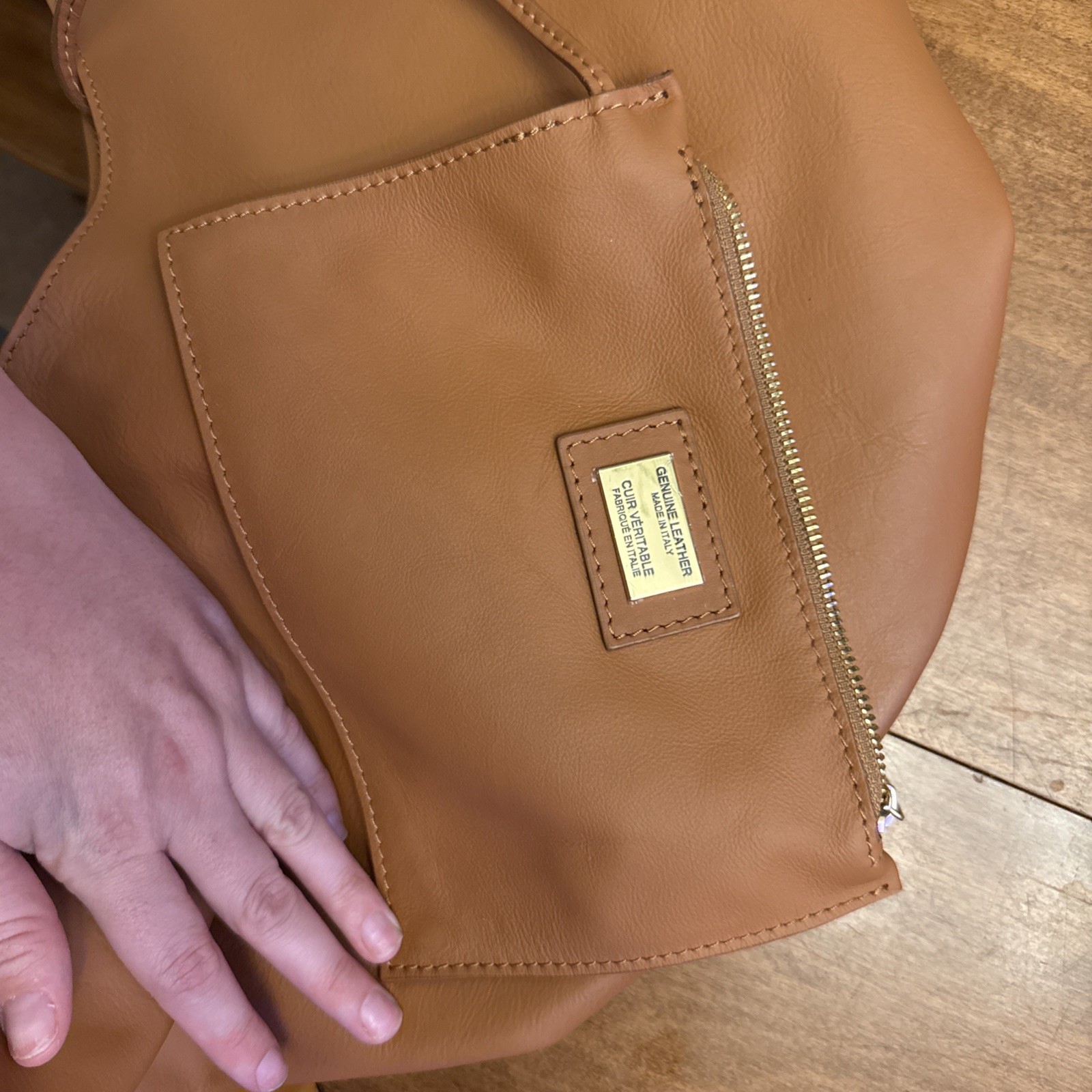 Italian Genuine Leather Shoulder Bag with Small Inner Bag Included Made In Italy