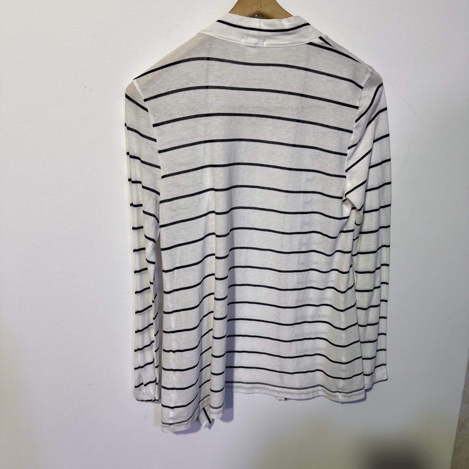 J. Crew Cardigan White Black Stripe Sweater Long Sleeve Coastal Flyaway Medium