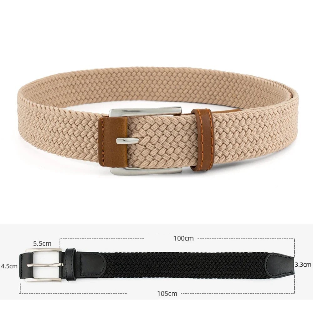 Stretch Belts Mens Womens Elasticated Woven Braided Belt with Metal Buckle