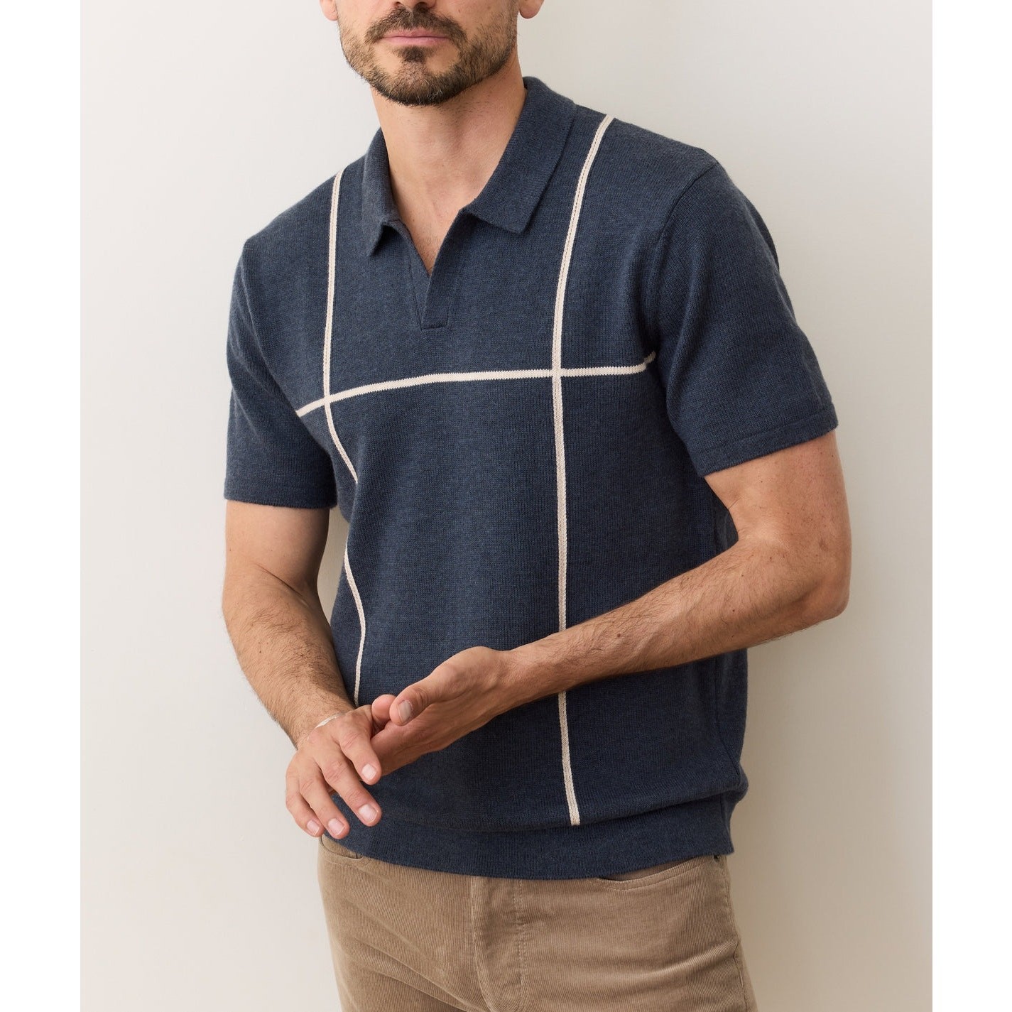 NWT Marine Layer Men’s Cliff Sweater Polo in Dark Indigo size Large