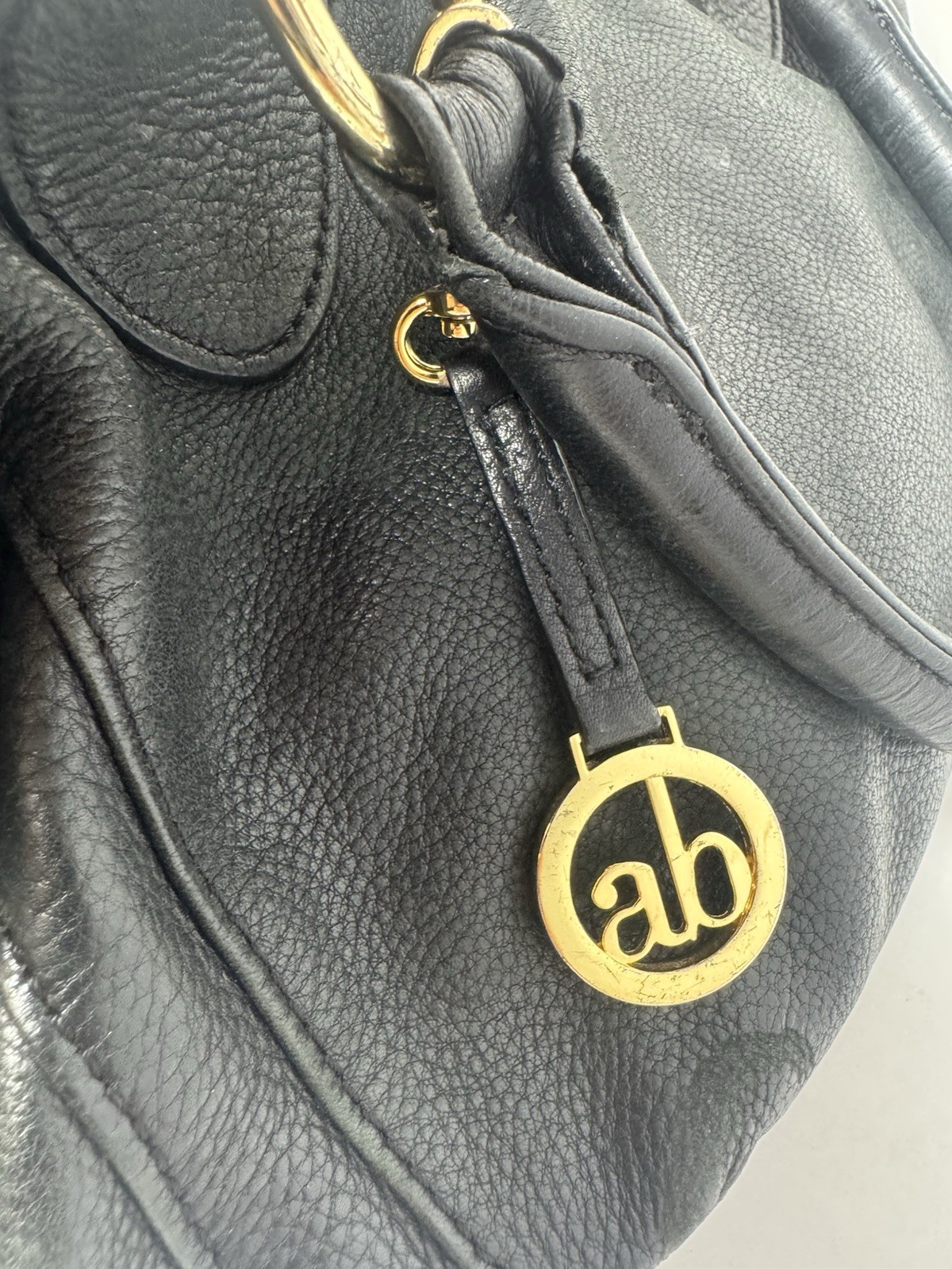 Audrey Brooke Purse black gen leather shoulder bag tote, Some wear As Shown