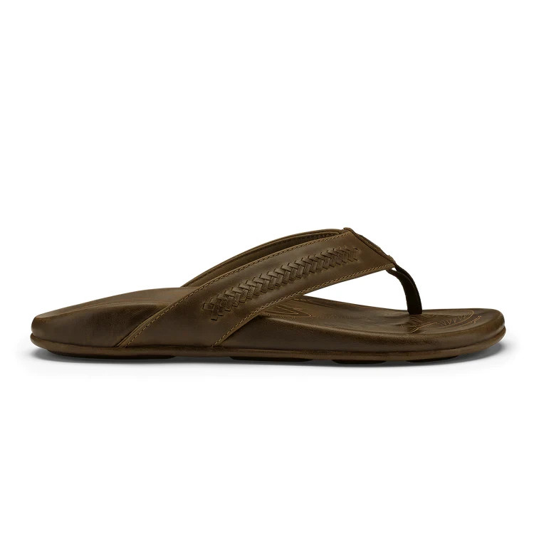 🧡*NIB*OluKai Men’s Size 11 Mea Ola Mano Leather Beach Sandals -Mustang/Tan