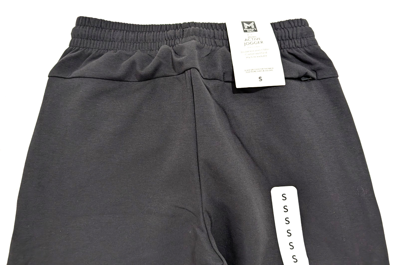 Members Mark Mens S Double Knit Stretch Everyday Active Jogger Black NWT