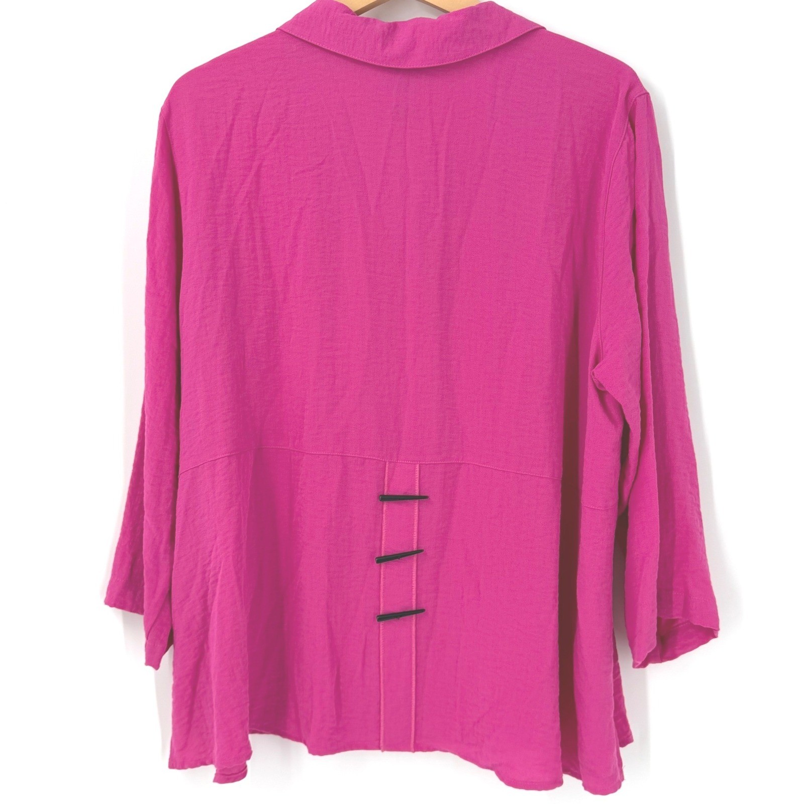 Ali Miles Toggle Button Front Blouse Top Women SZ Petite XL Pink Artsy Lagenlook