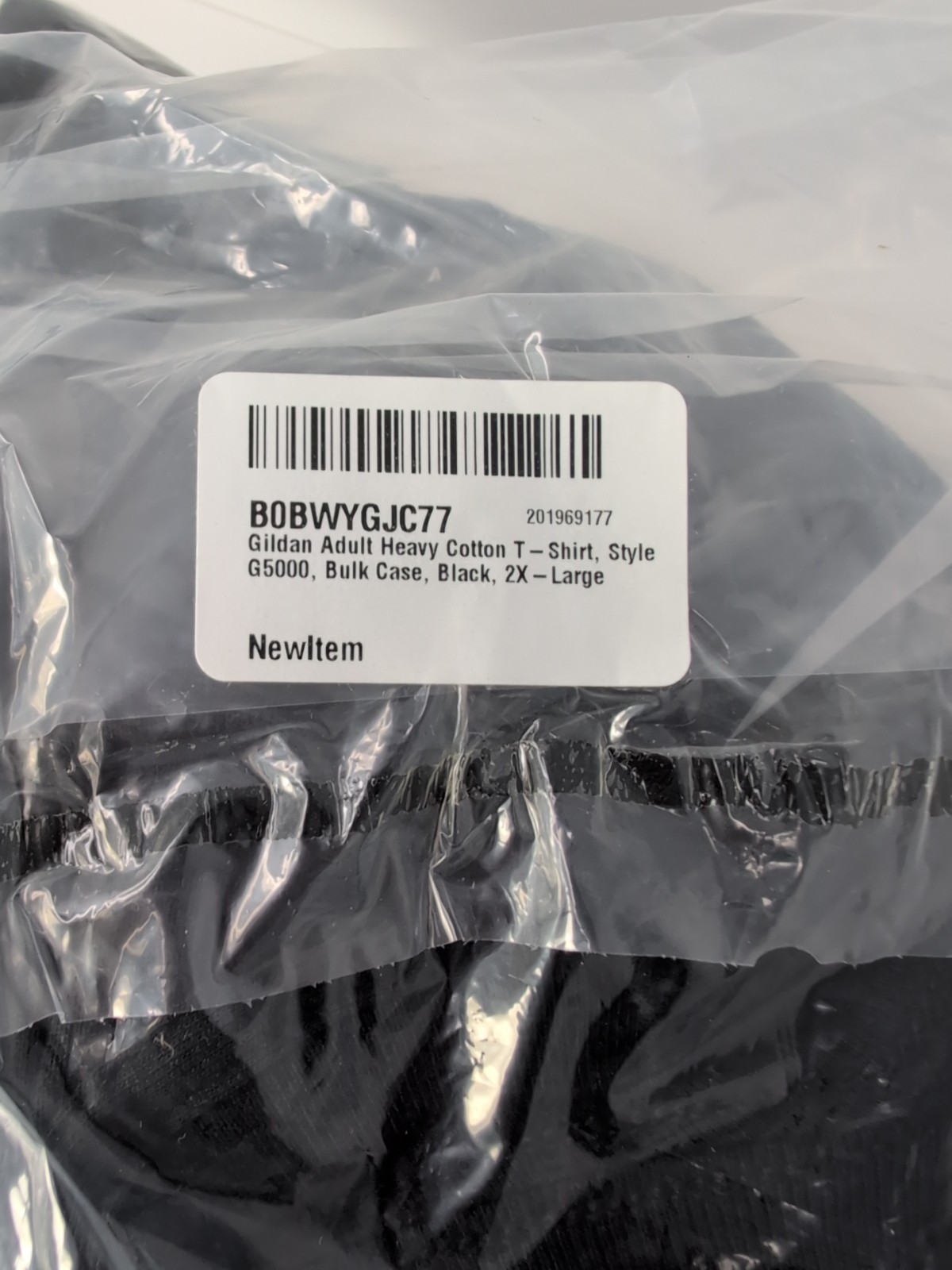 Gildan Black 2XL Men Plain Heavy Cotton Short Sleeve T Shirt Pack of 5 G5000