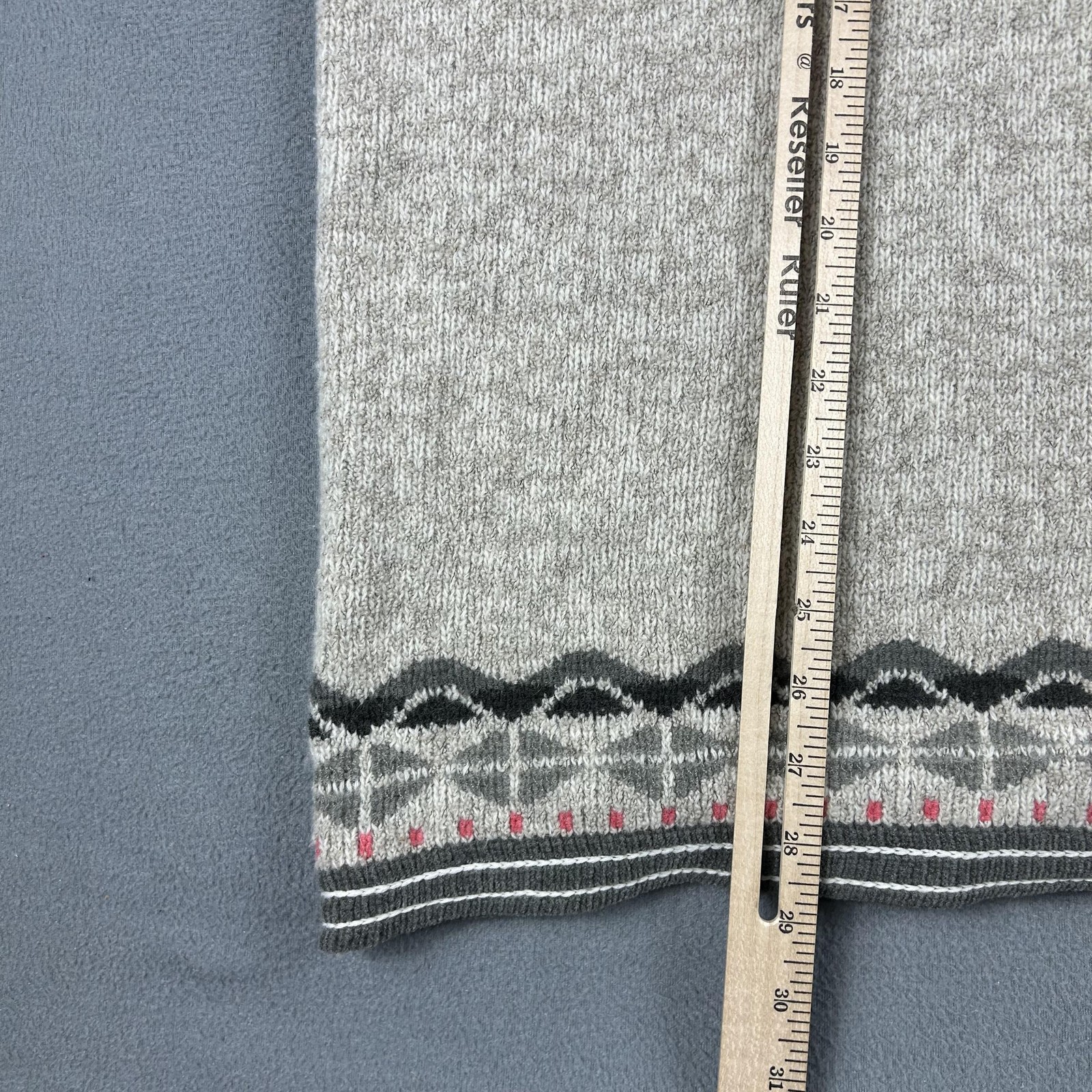 Sigrid Olsen Sport Sweater Womens Large Gray Wool Angora Nordic Quarter Zip