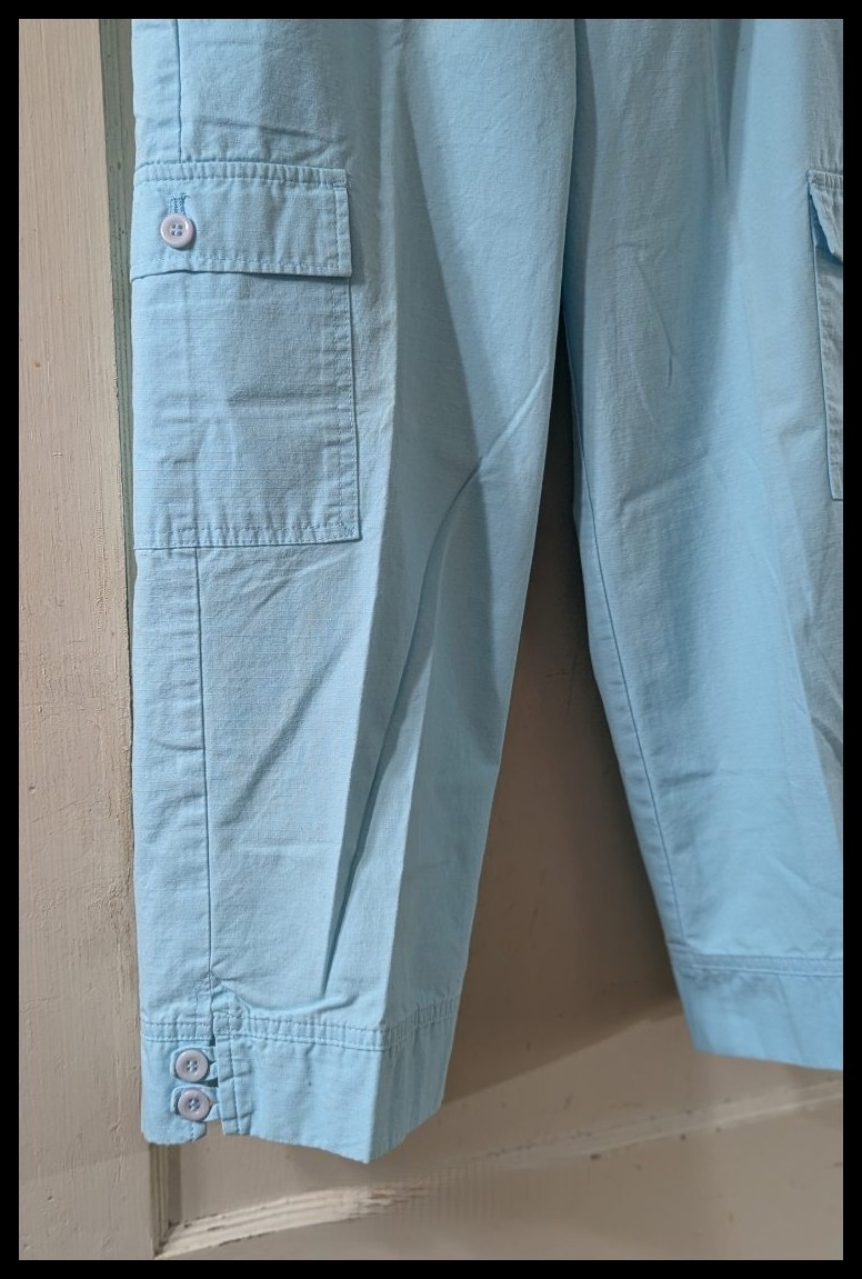 NEW Women’s Izod Light Aqua Blue Cotton Cargo Capri Pants Size 2 Waist 28″-30″