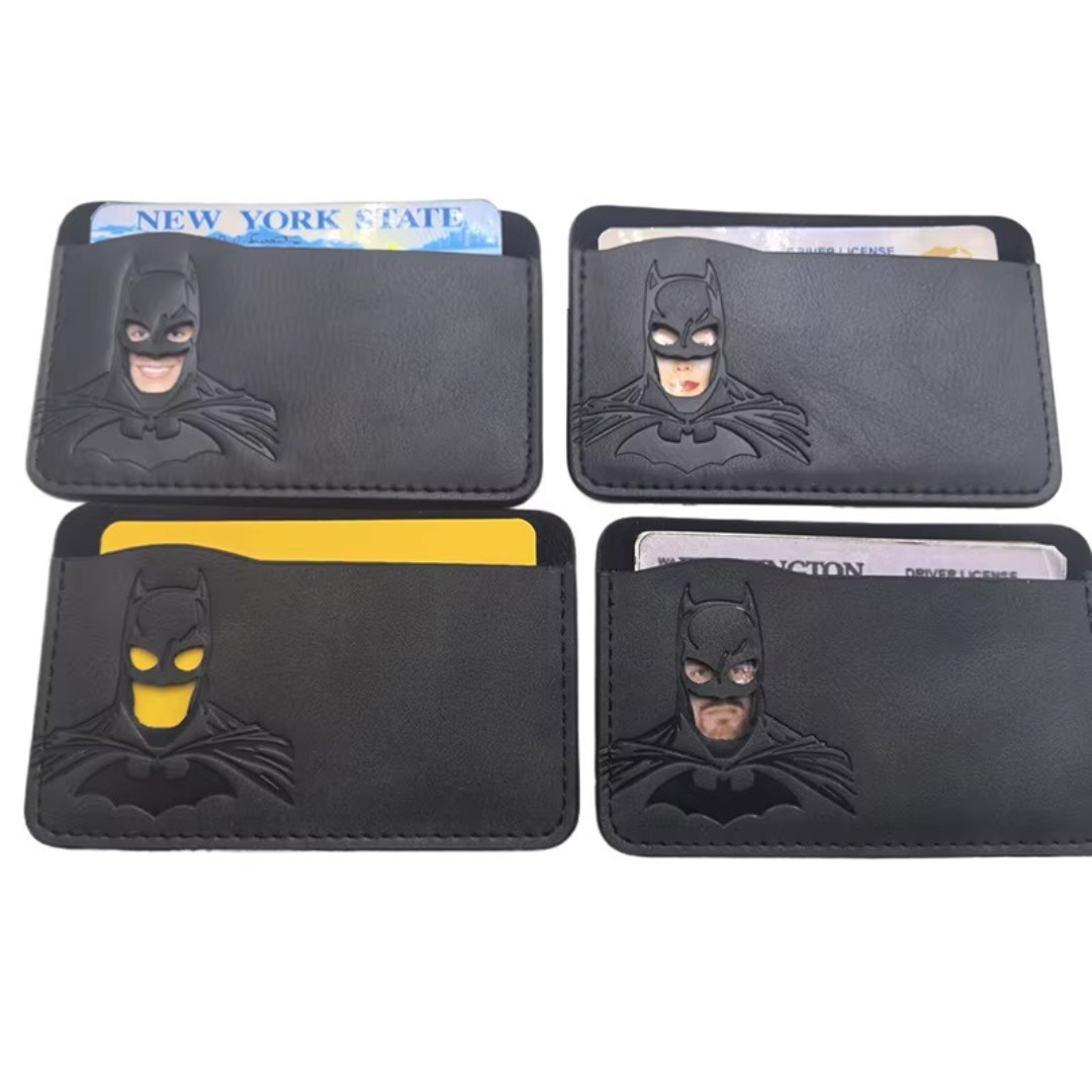 Personalized Leather Bat Wallet Superhero Mask Card Holder Heroic ID Wallet