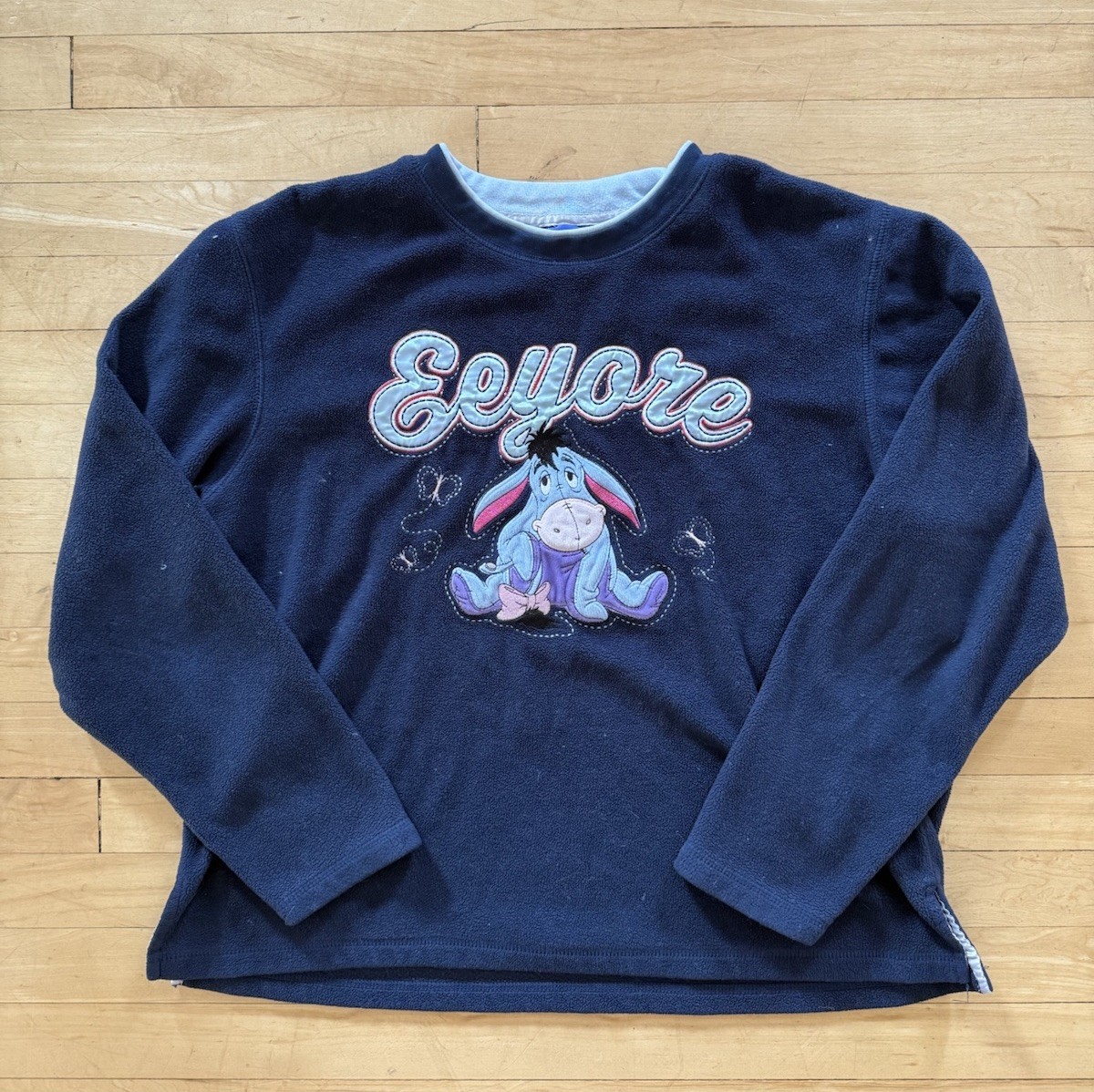 Vintage Disney Eeyore Fleece Crewneck Sweater Embroidered, Size XL (fits like L)