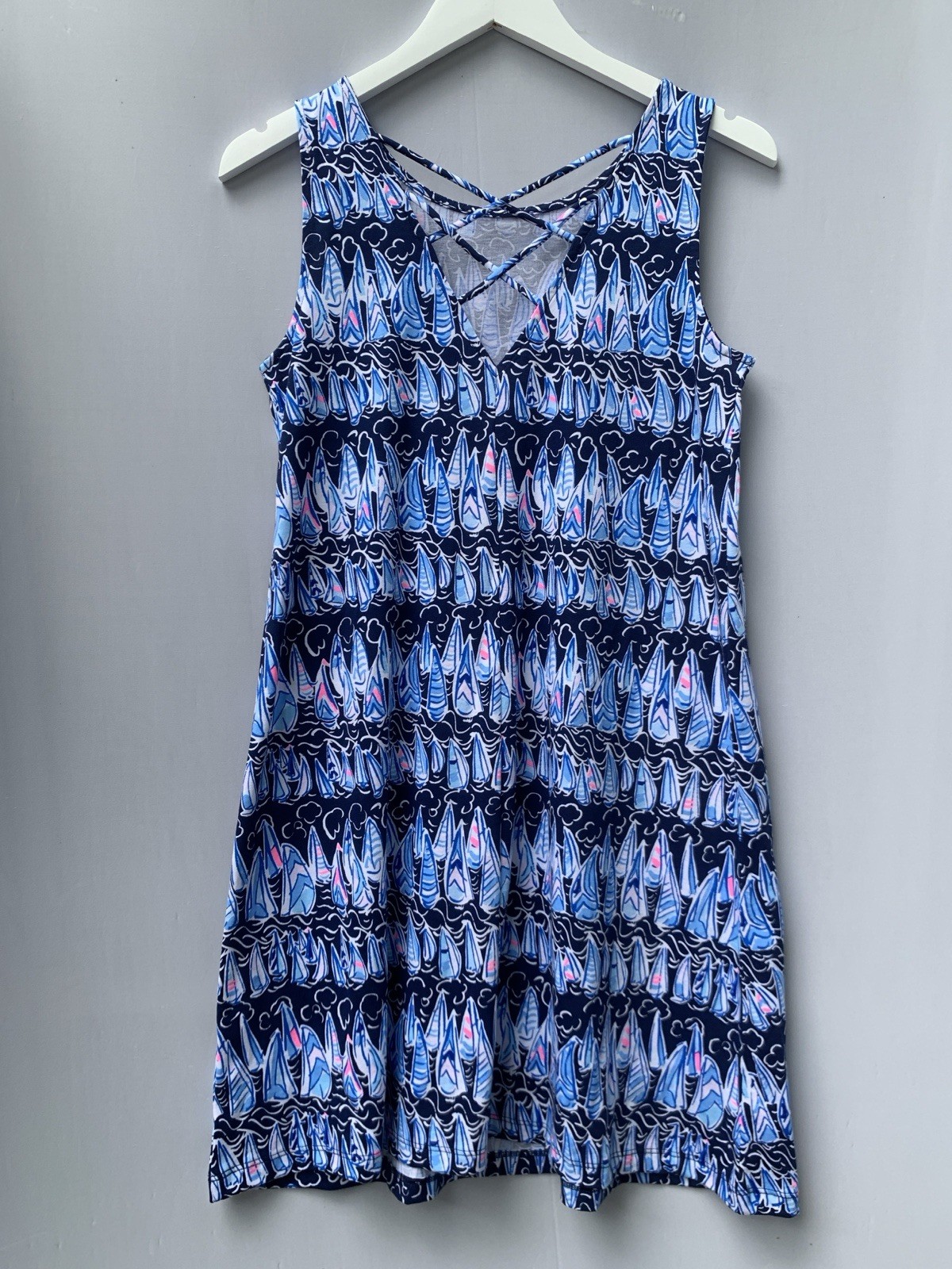 Lilly Pulitzer Dress Medium Blue Sleeveless Kristen Swing Sails Stripes