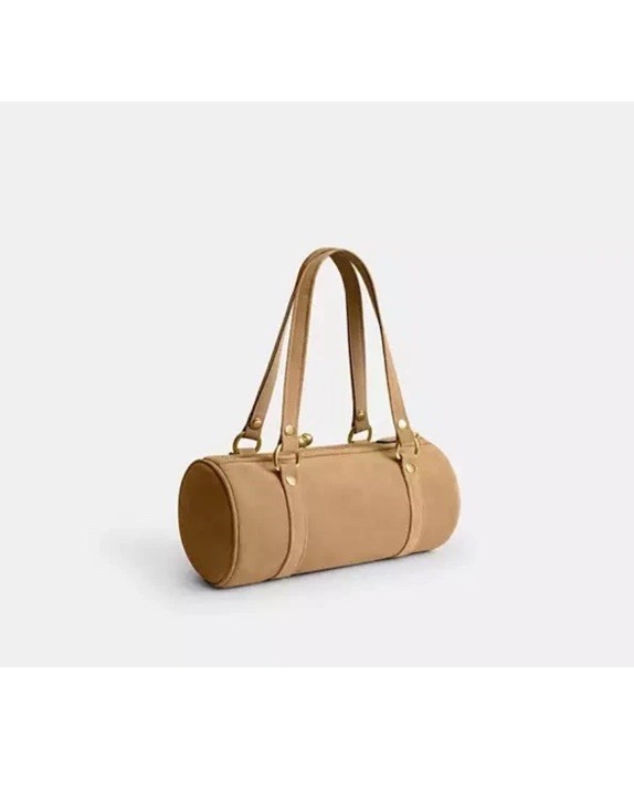 Coach Kisslock Barrel Bag In Soul /Tan Suede Brass Hardware Nwt 💕