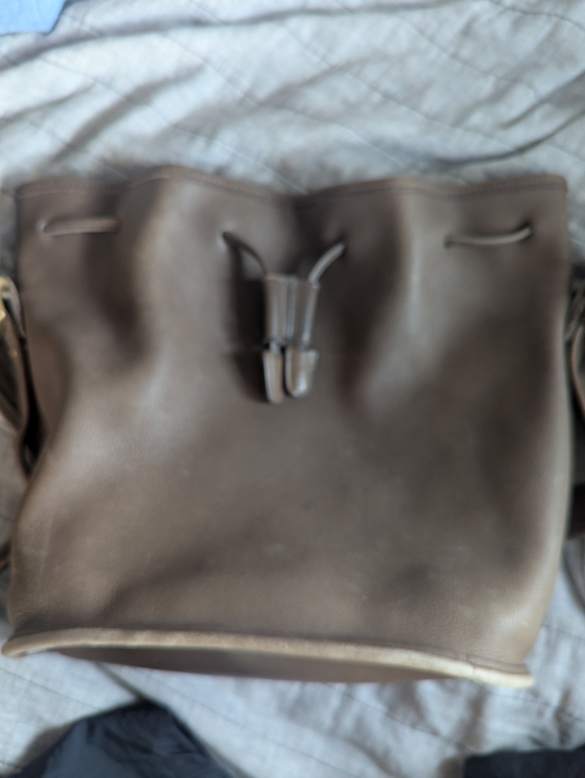 VINTAGE Coach Lula’s Legacy Mahogany Leather Drawstring Crossbody Bag # 9952