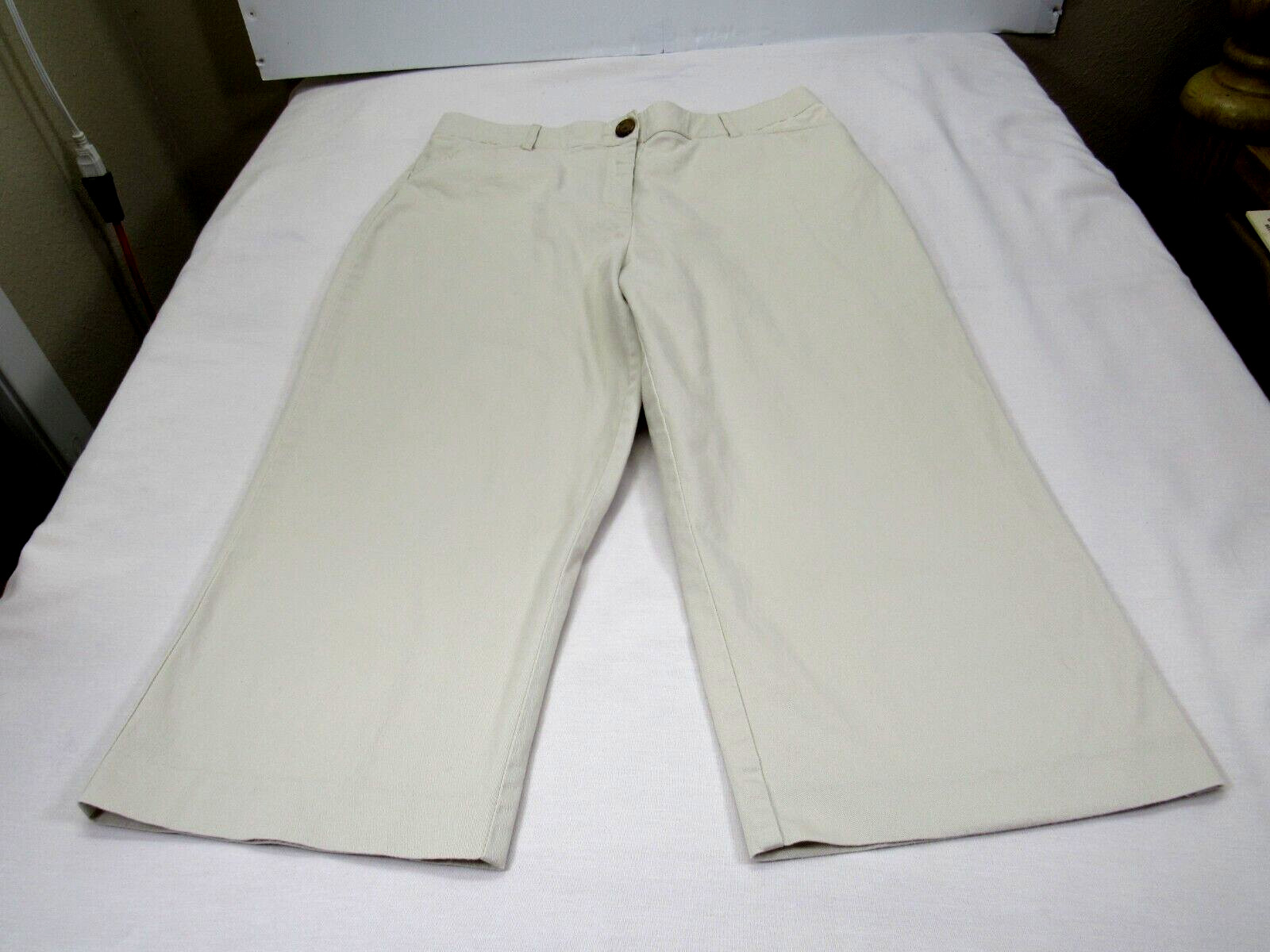 Kim Rogers Womens Pants 14 [ 34W 20L ] Beige Crop Straight 4 Pockets Stretch