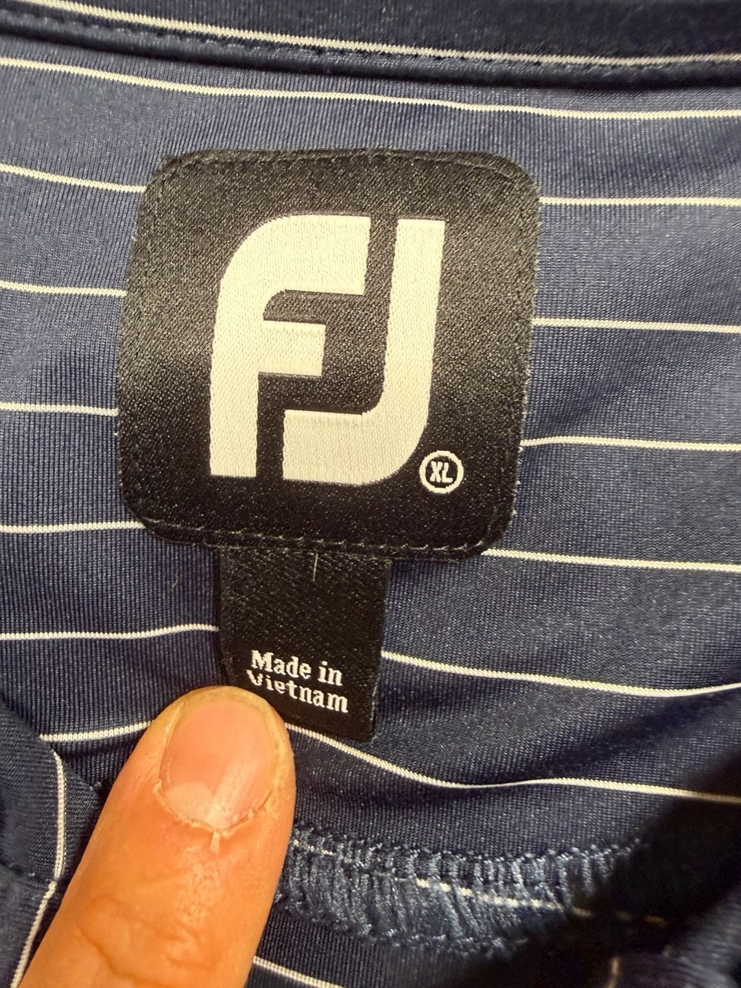 FootJoy Lisle Shirting Stripe Performance Golf Polo XL Navy Blue XL