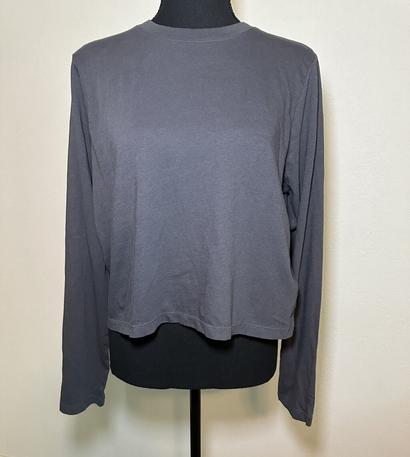 MADEWELL Women’s Bella Long Sleeve Cropped Gray Shirt MEDIUM NWT *flaw*