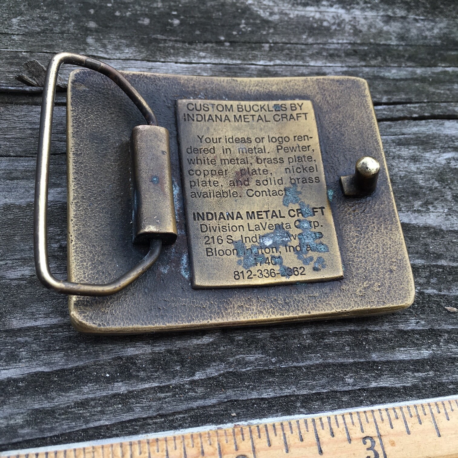 vintage miniature Brass framed STAND UP Nature scene tchotchke or Belt Buckle
