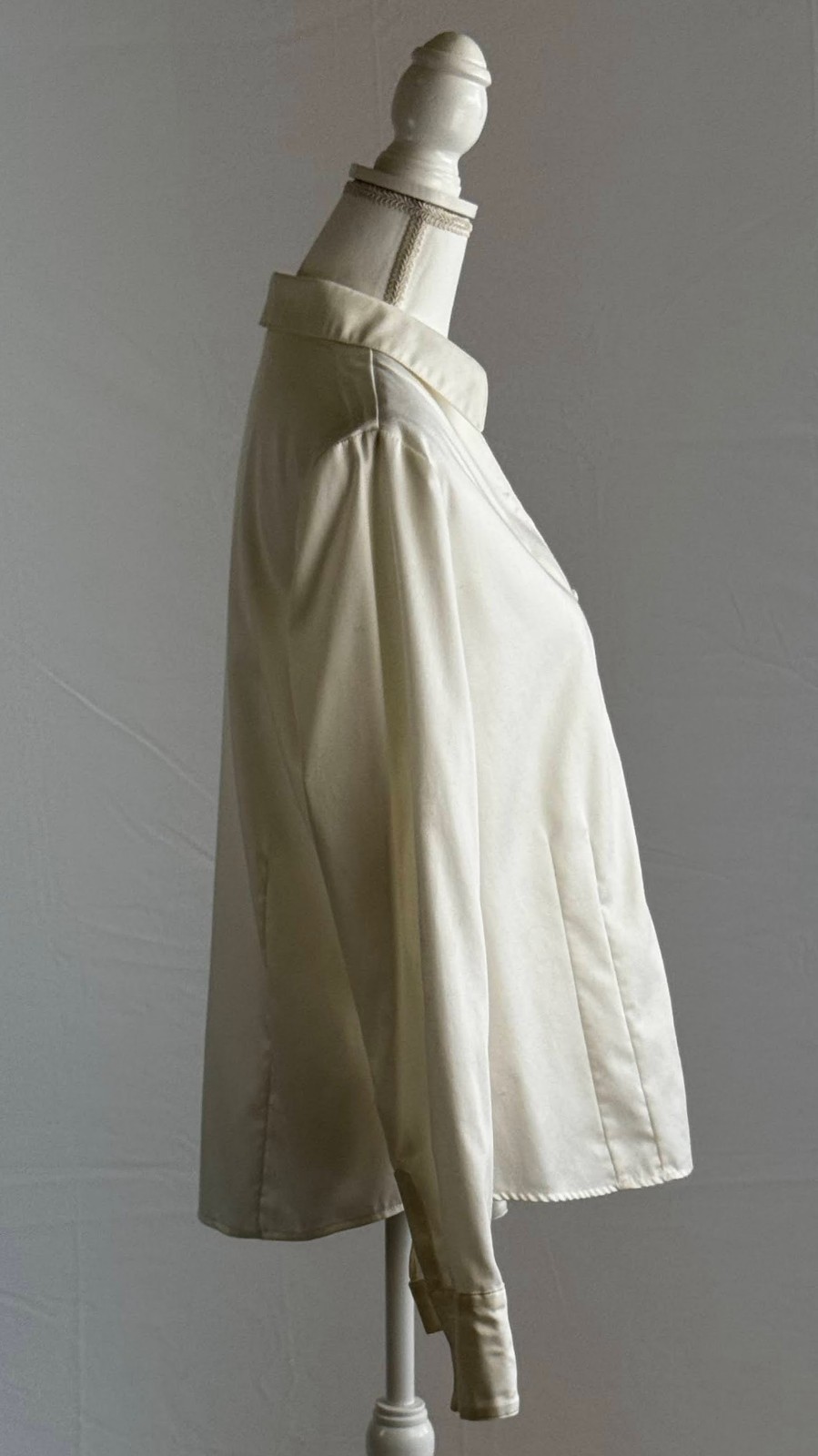Coldwater Creek Button Front Ivory Blouse, Stretch Cotton, Size L (14-16)