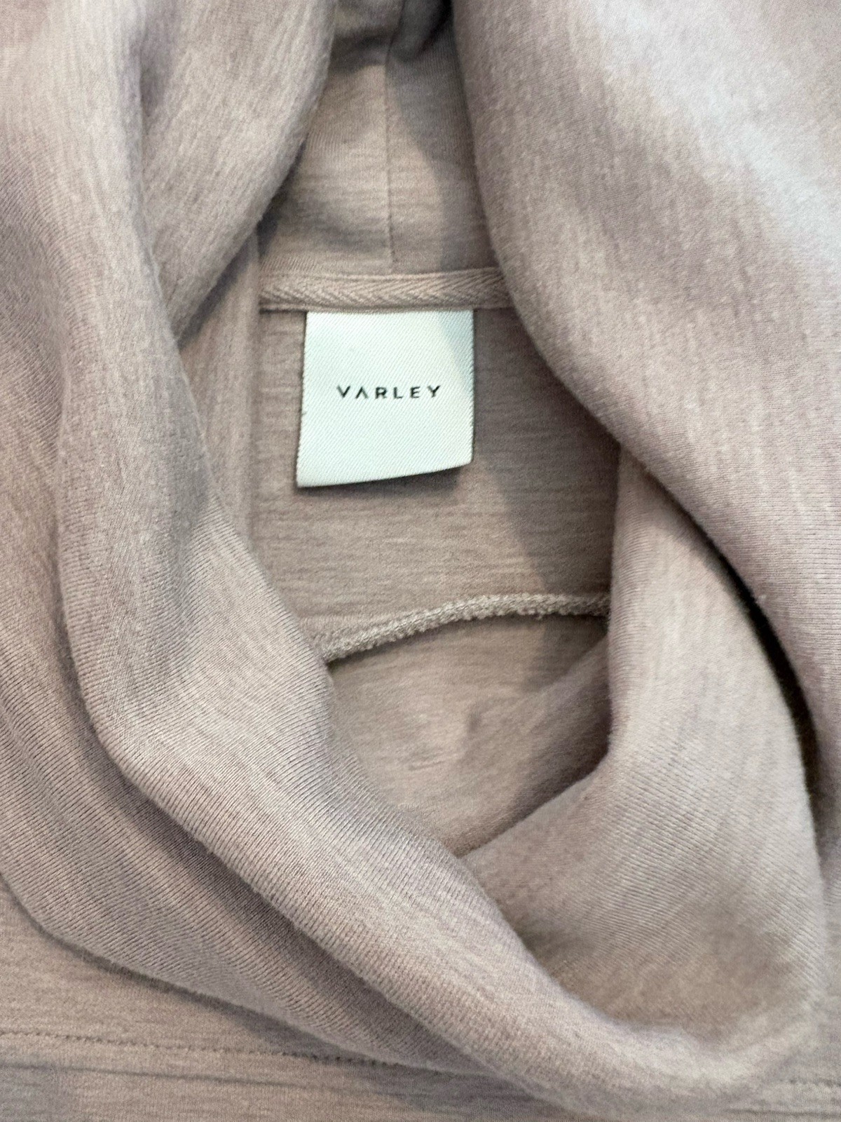 Varley Priya Longline Sweatshirt Taupe DoubleSoft Cowl Neck Medium