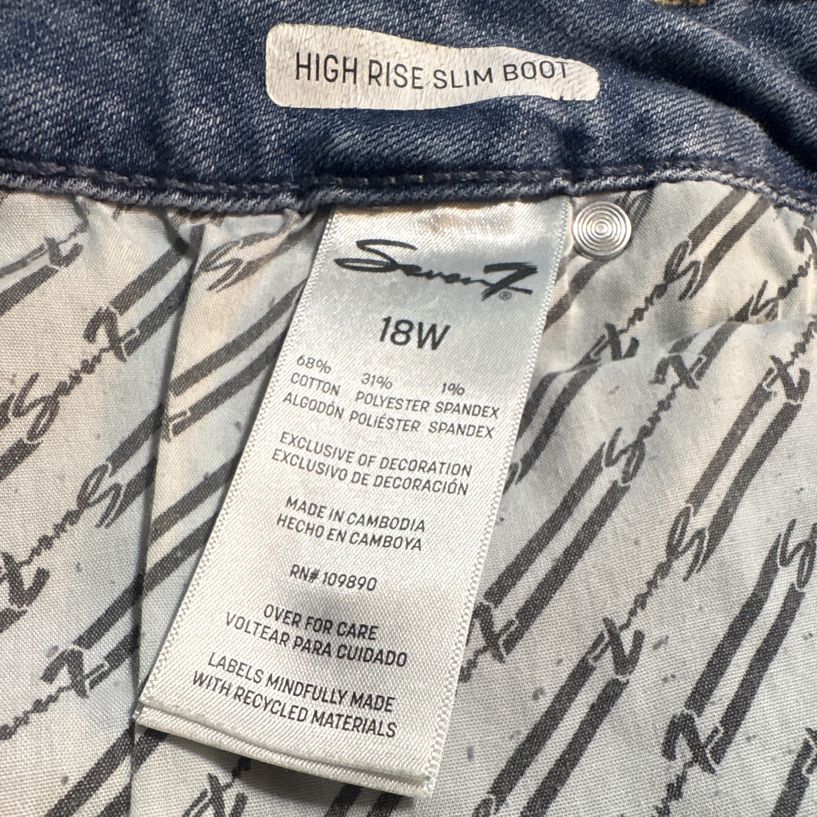 Seven7 High-Rise Bootcut Jeans Blue Light Wash Stretch Pockets Plus 18W