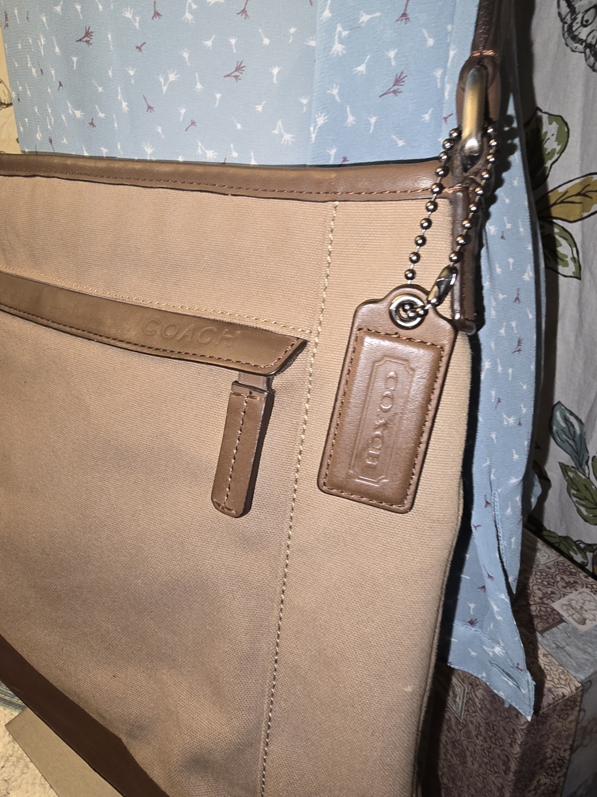 COACH KHAKI BROWN CAMDEN CANVAS ZIP TOP CROSSBODY (F70820) EXCELLENT CONDITION