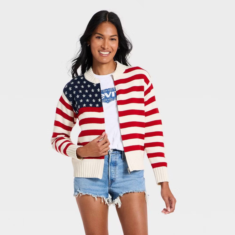 Women Americana Full Zip Cardigan – Universal Thread Cream S