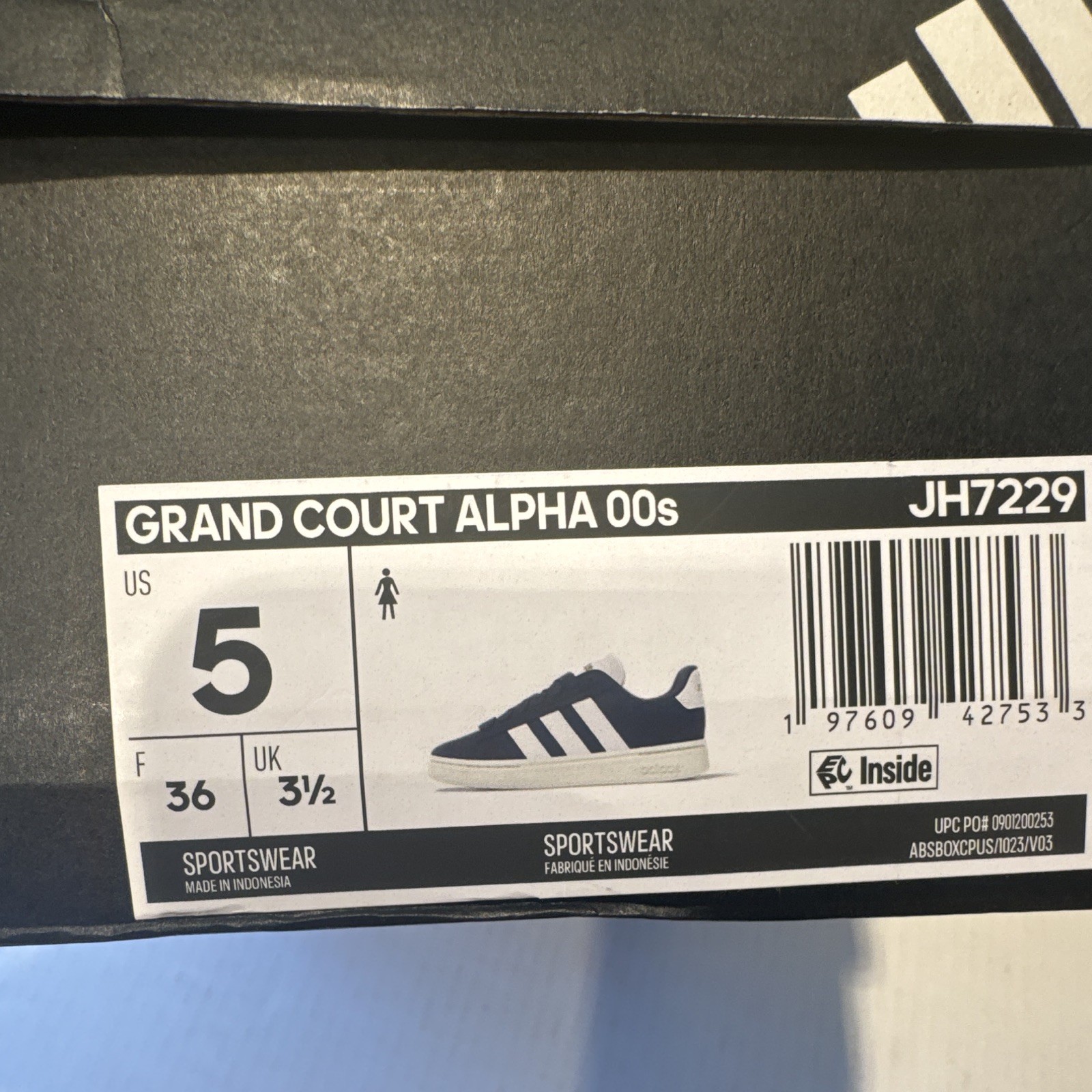 adidas Grand Court Alpha 00s Low Top Sneakers Blue/White Unisex Kids US 5