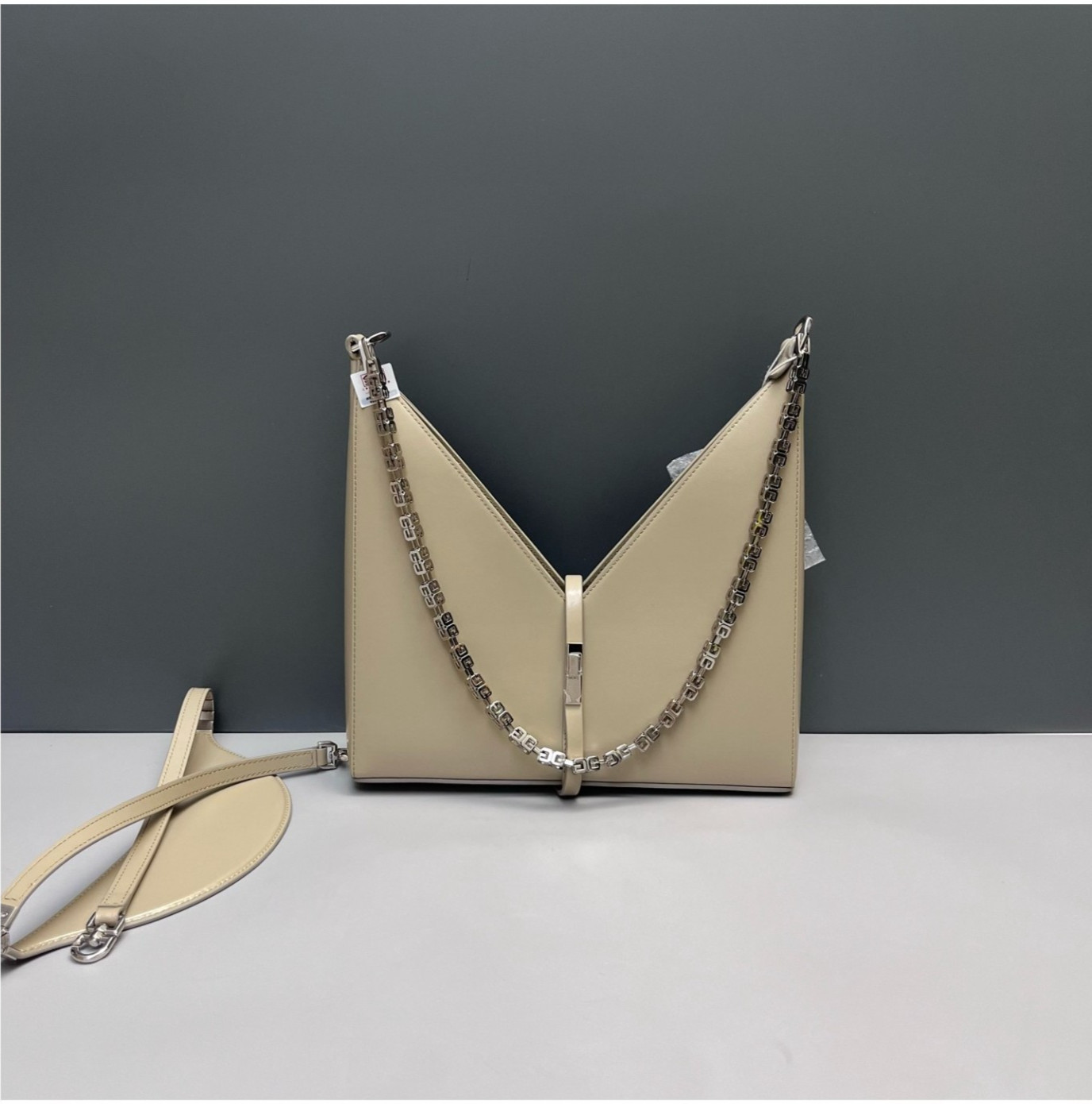 Authentic Givenchy Cut-out Cowhide Leather Crossbody Khaki Silver-Tone eBay AG