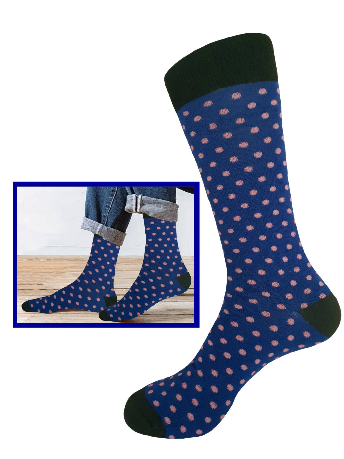 4 PAIR DRESS SOCKS PINK PURPLE NAVY GRAY POLKA DOT COTTON WEDDING SOCKS 10-13