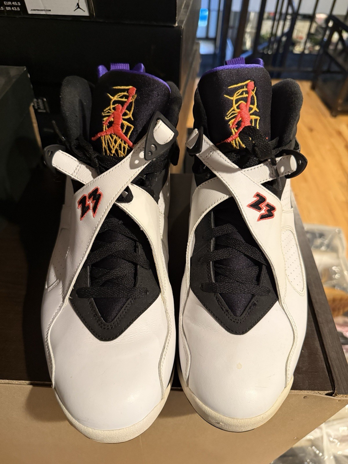 Jordan Air Jordan 8 Retro Aqua 2015 White/Black/Purple High Top 305381-025