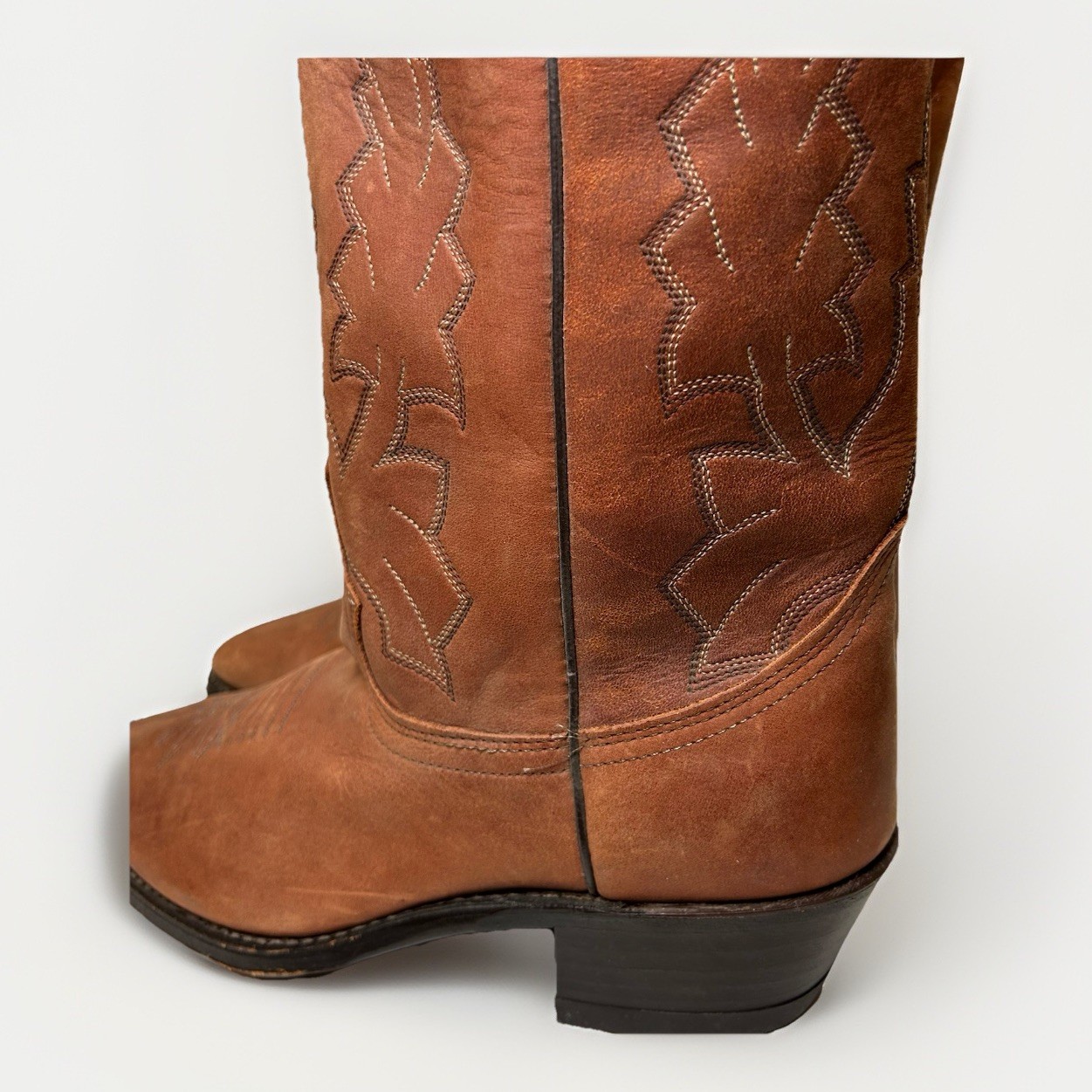 EUC Vintage Dan Post Marlboro Western Leather Cowboy Boots Brown P2551 Size 7 EW