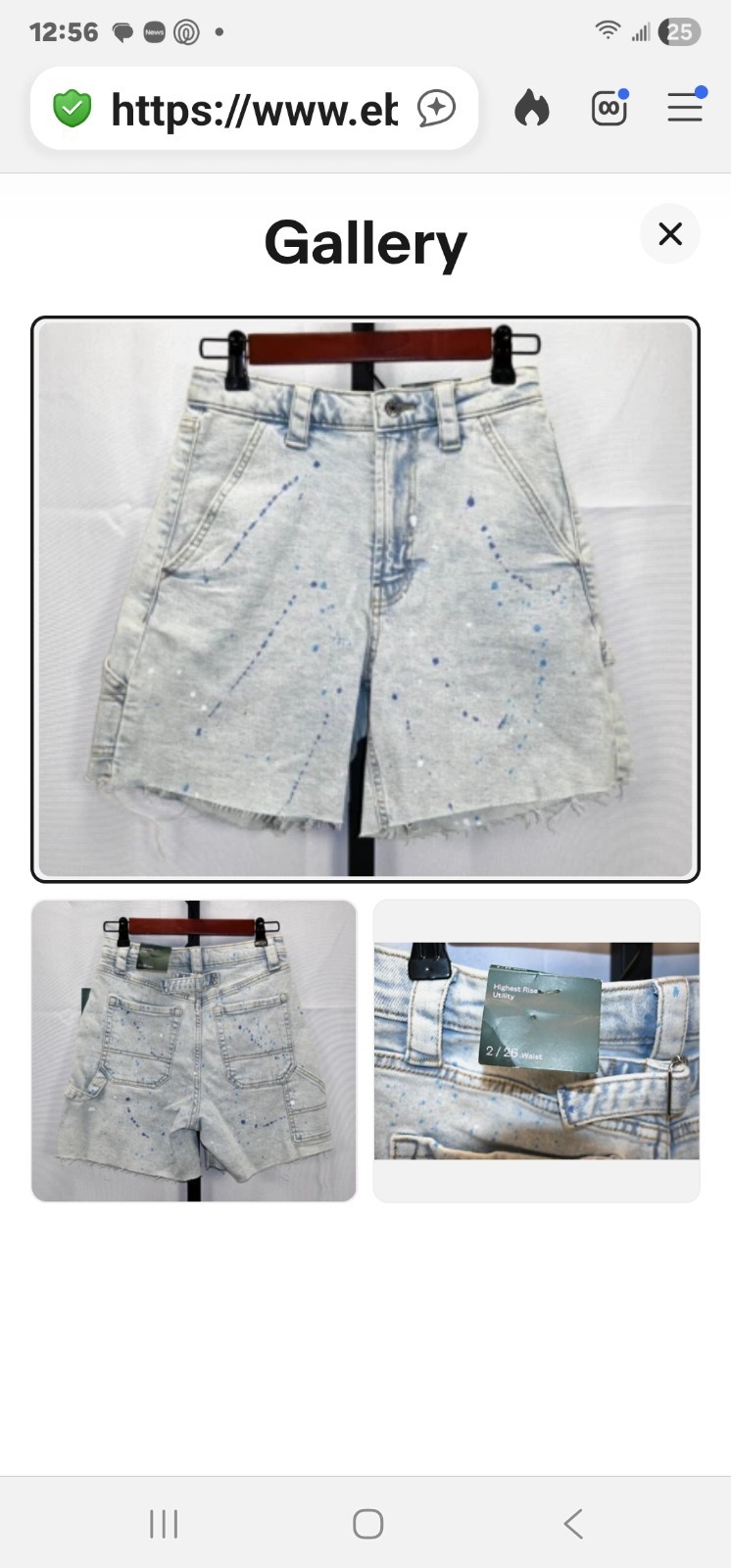 Wild Fable Retro denim paint splatter carpenter shorts size 2/26 waist NWT
