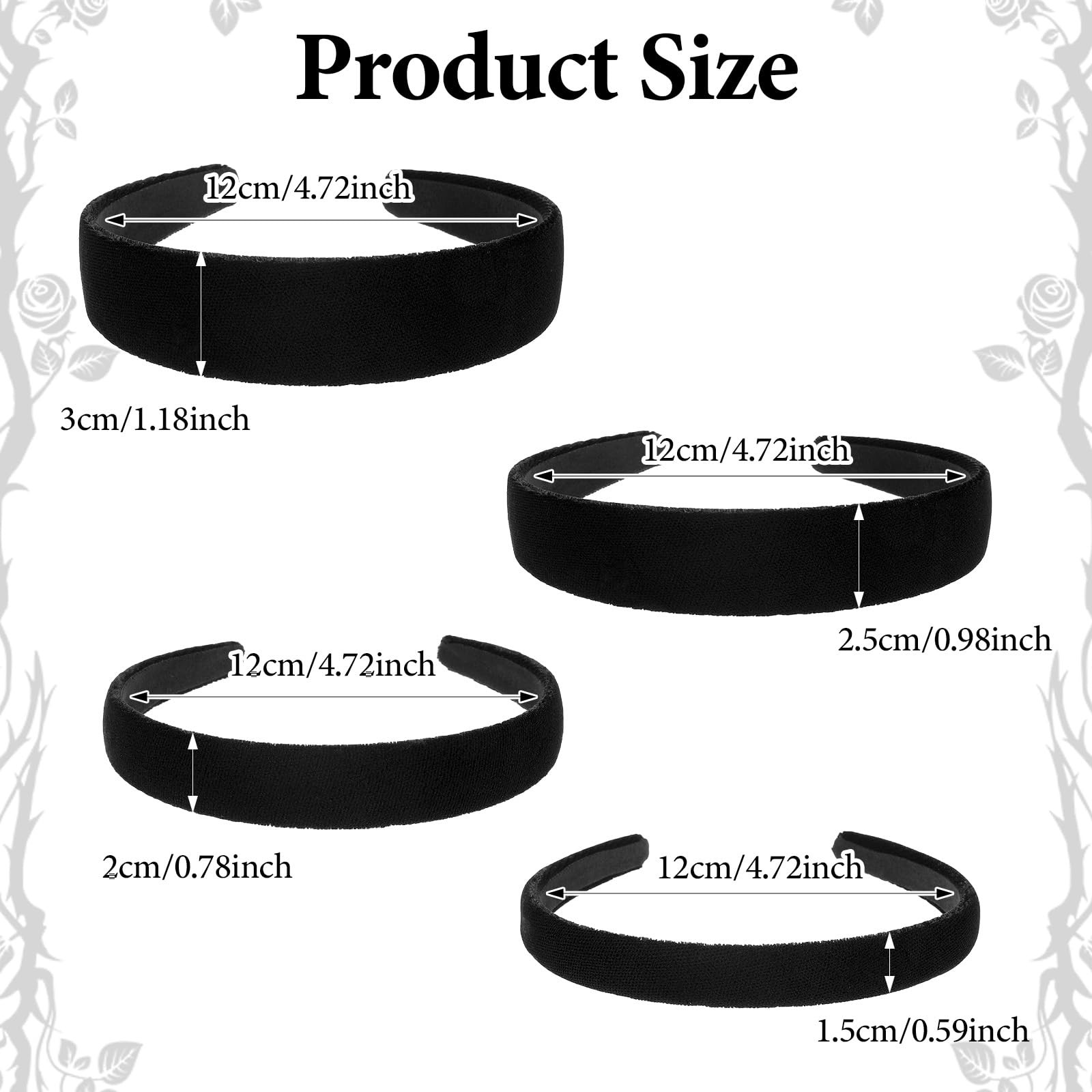 LXUEJIE 4 Pcs Black Headbands for Women, Velvet Padded Hairbands Fashion Soli…