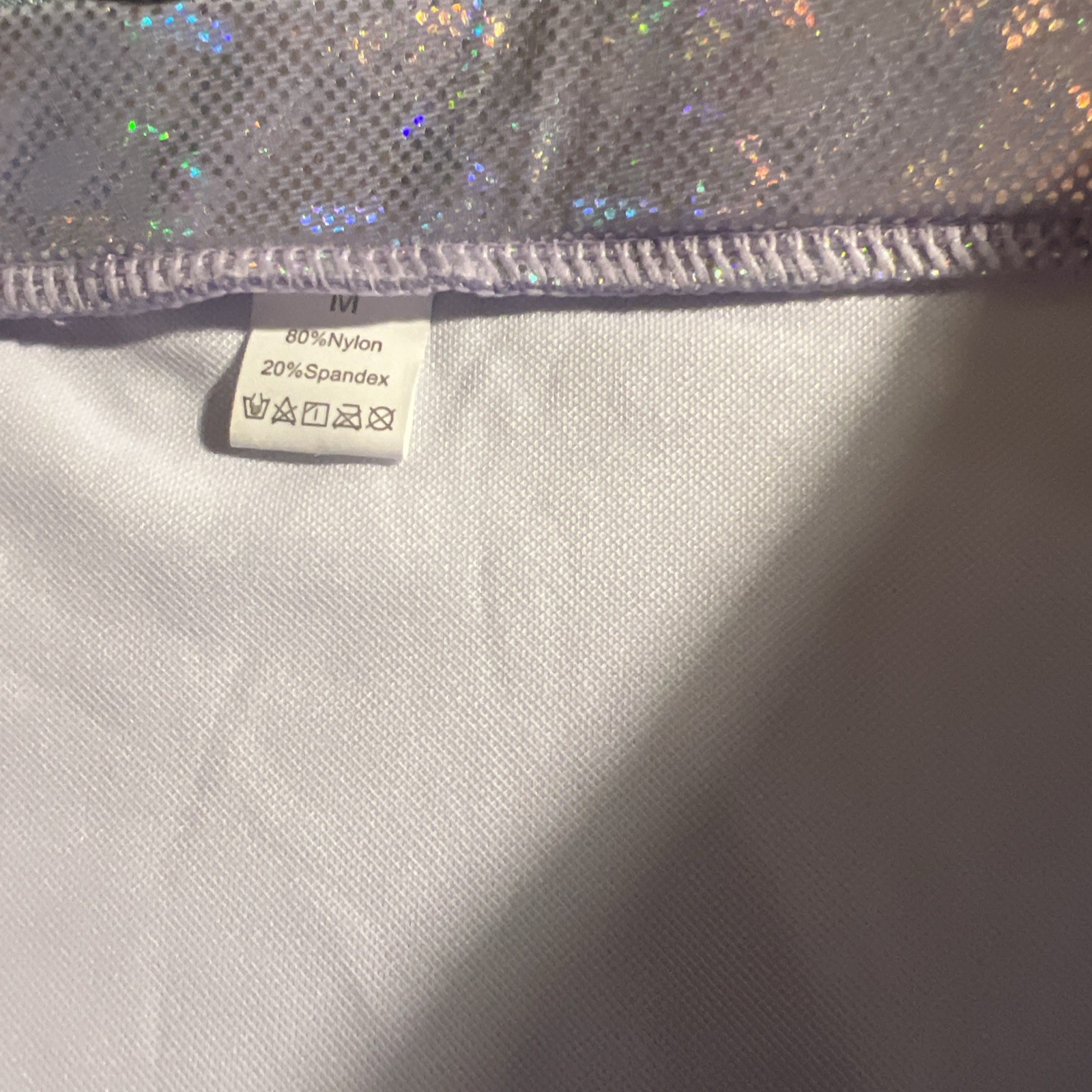 NWT Sz M Bikini A.N.A. Purple Mix Match Hologram Silver Shiny Hi-Waist Bottom