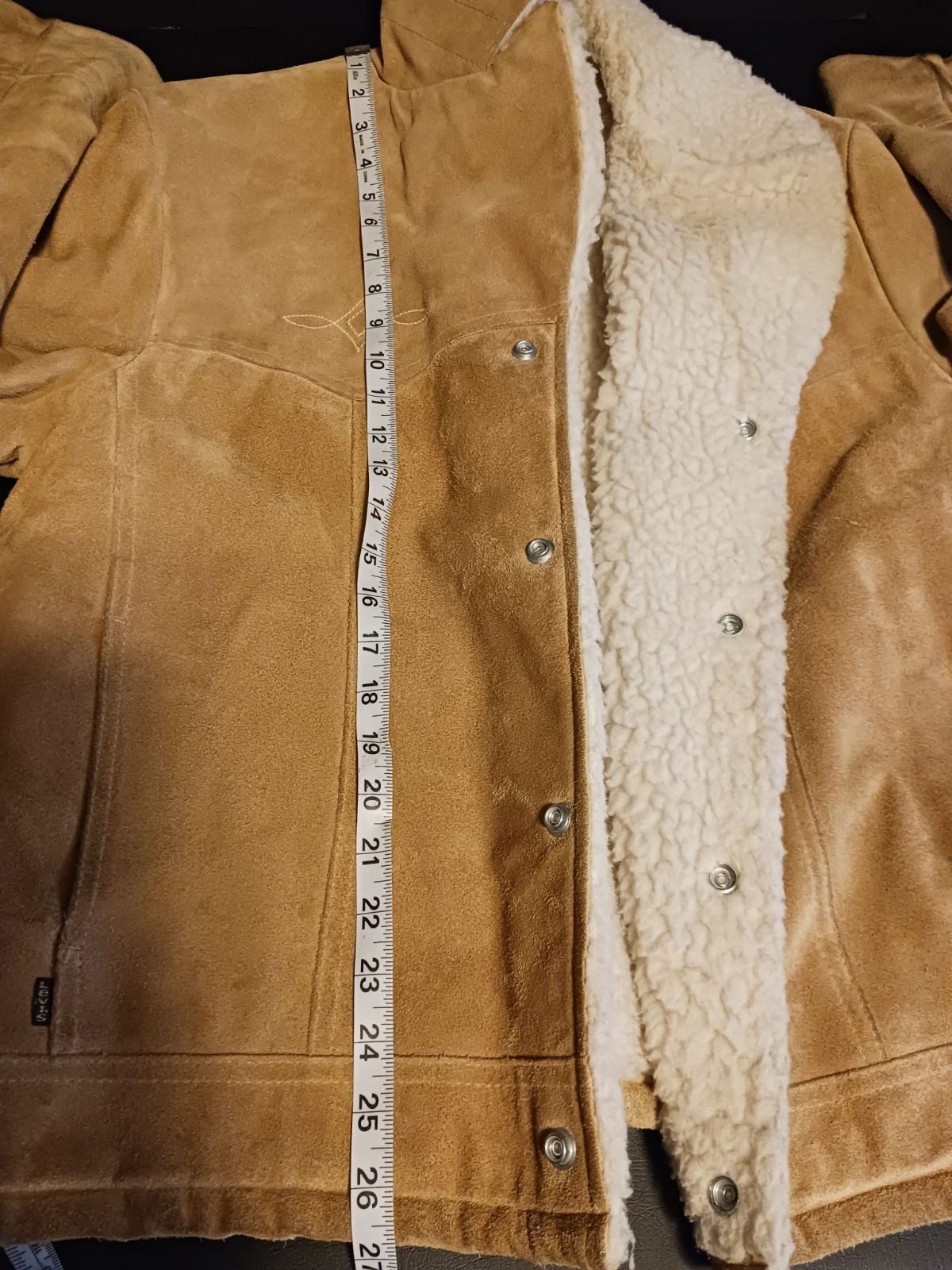 Vintage Levis Suede Cowhide Leather Western Sherpa Jacket Brown Tab Mens L Rare!