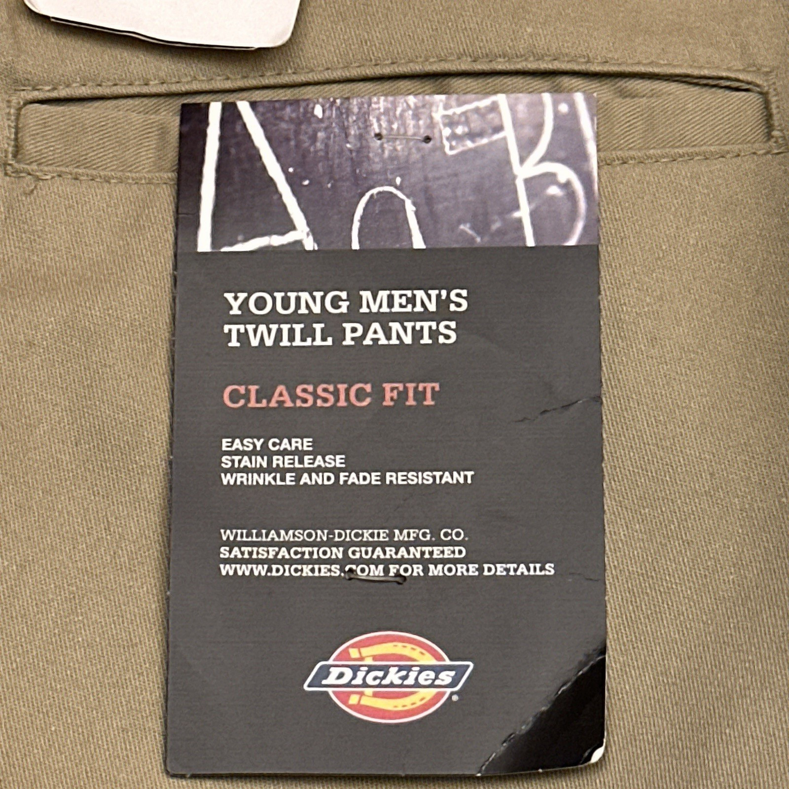 NEW Dickies Young Men’s Twill Pants 31X32 Classic Fit Flat Front Beige Workwear