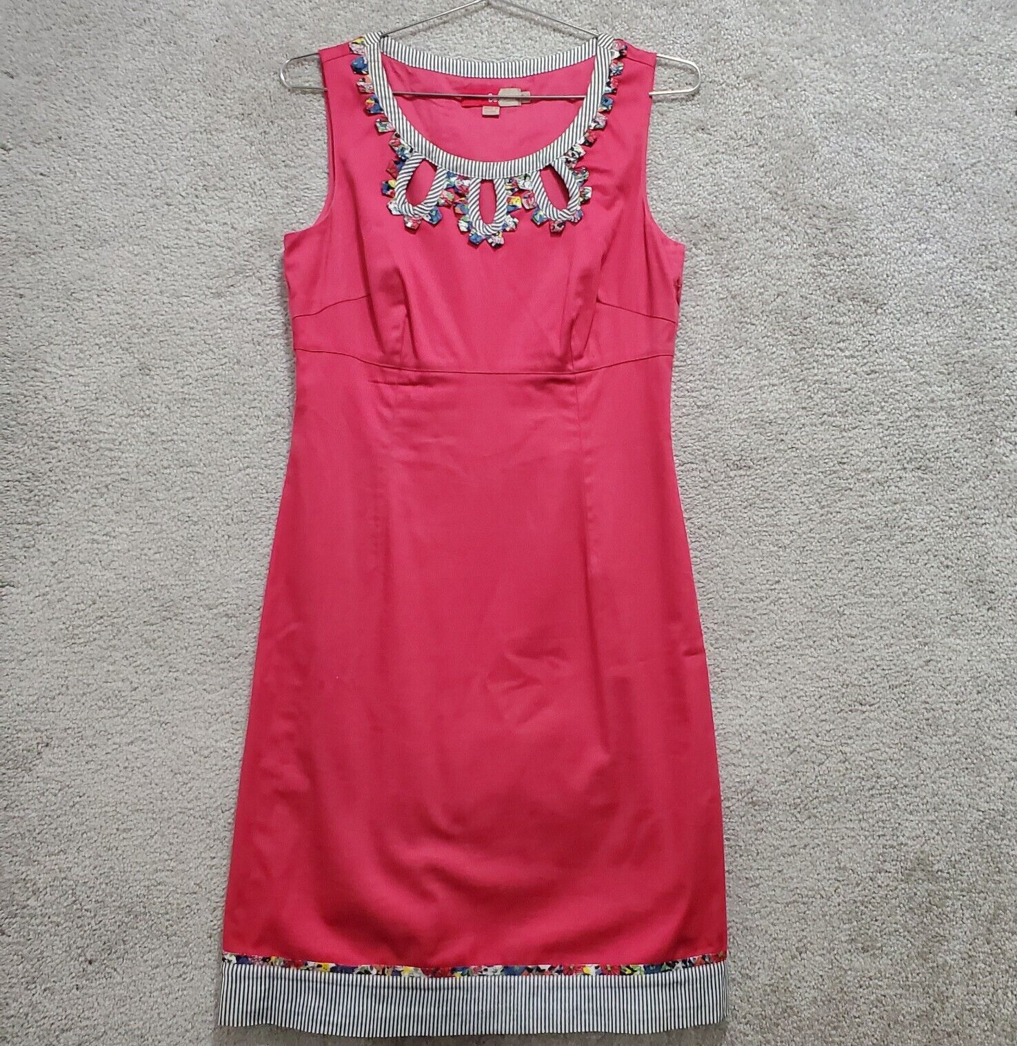 Boden Shift Dress Women’s 6 Pink Classic Keyhole Barbie Nautical Preppy Cocktail